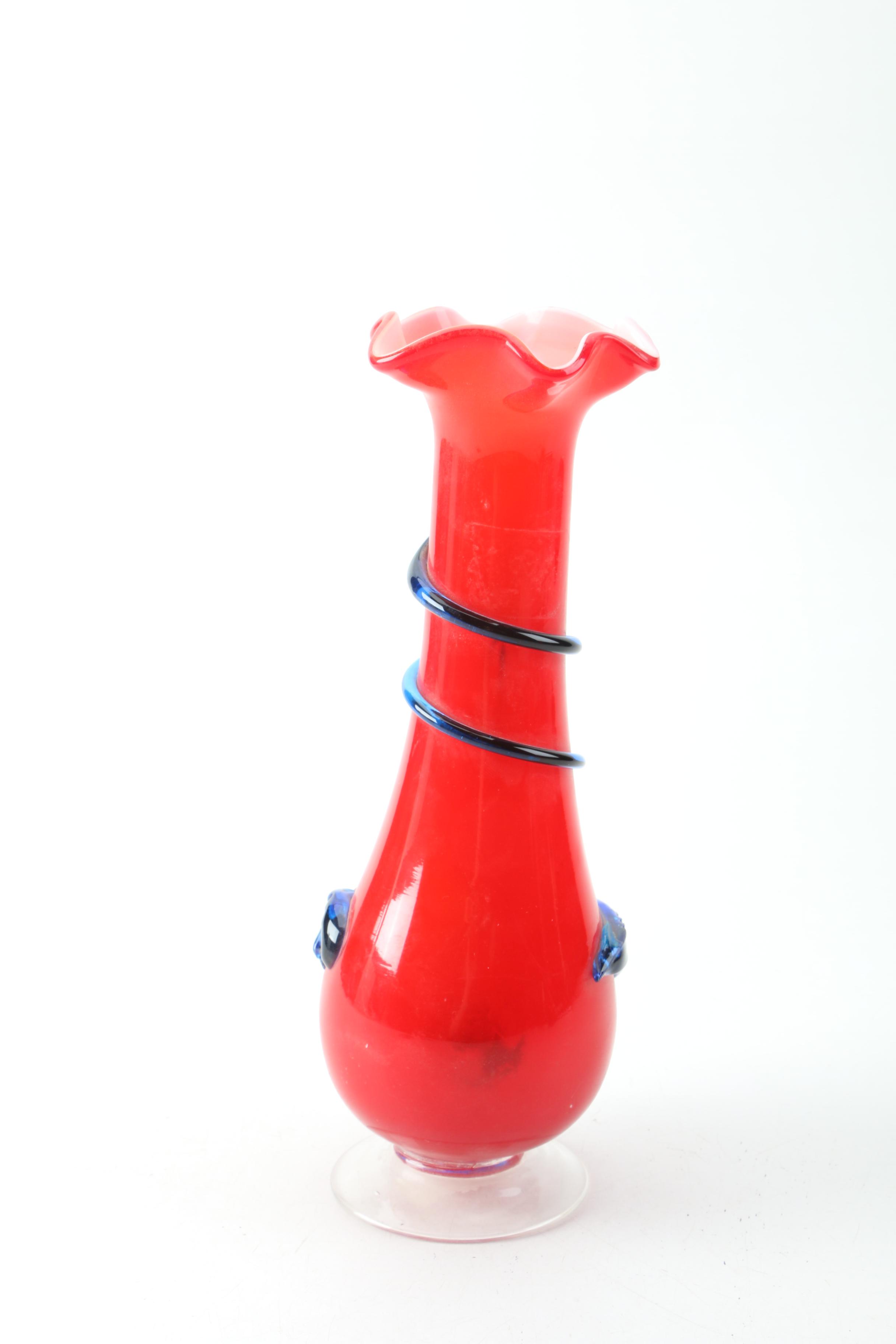 Pair of Vintage Murano Art Glass Vases