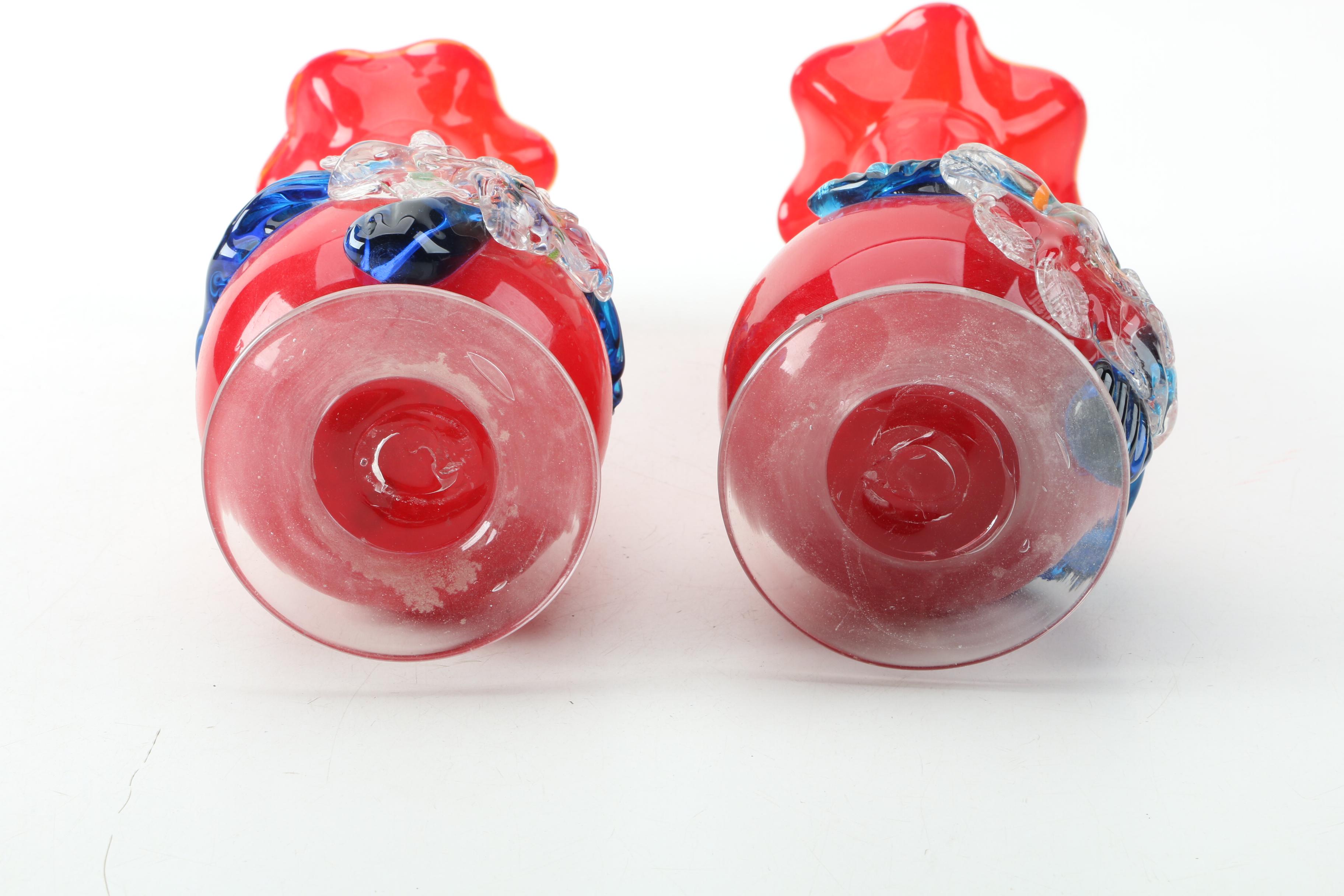 Pair of Vintage Murano Art Glass Vases