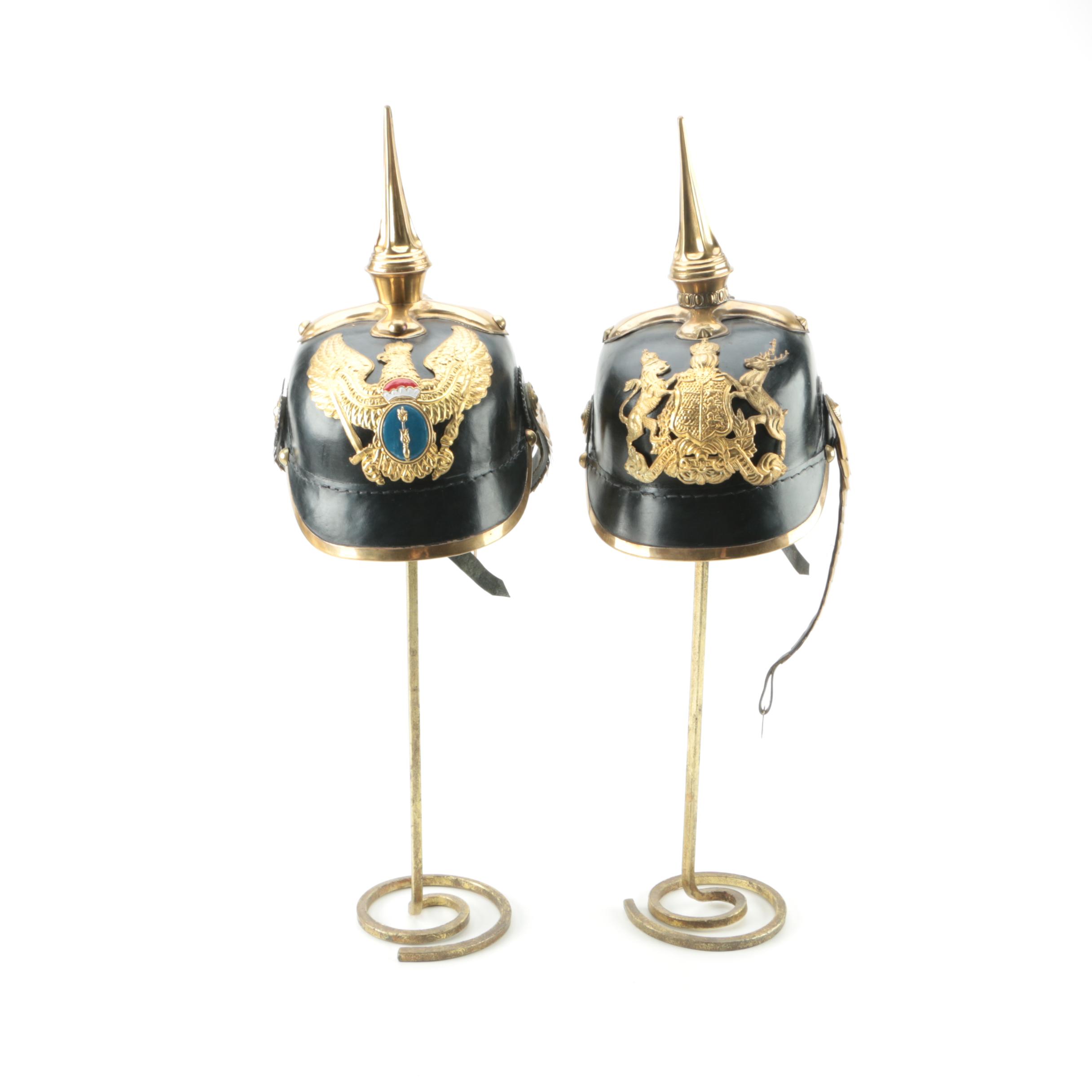 Reproduction WW1 Era Prussian Picklehaube Helmets with Stands