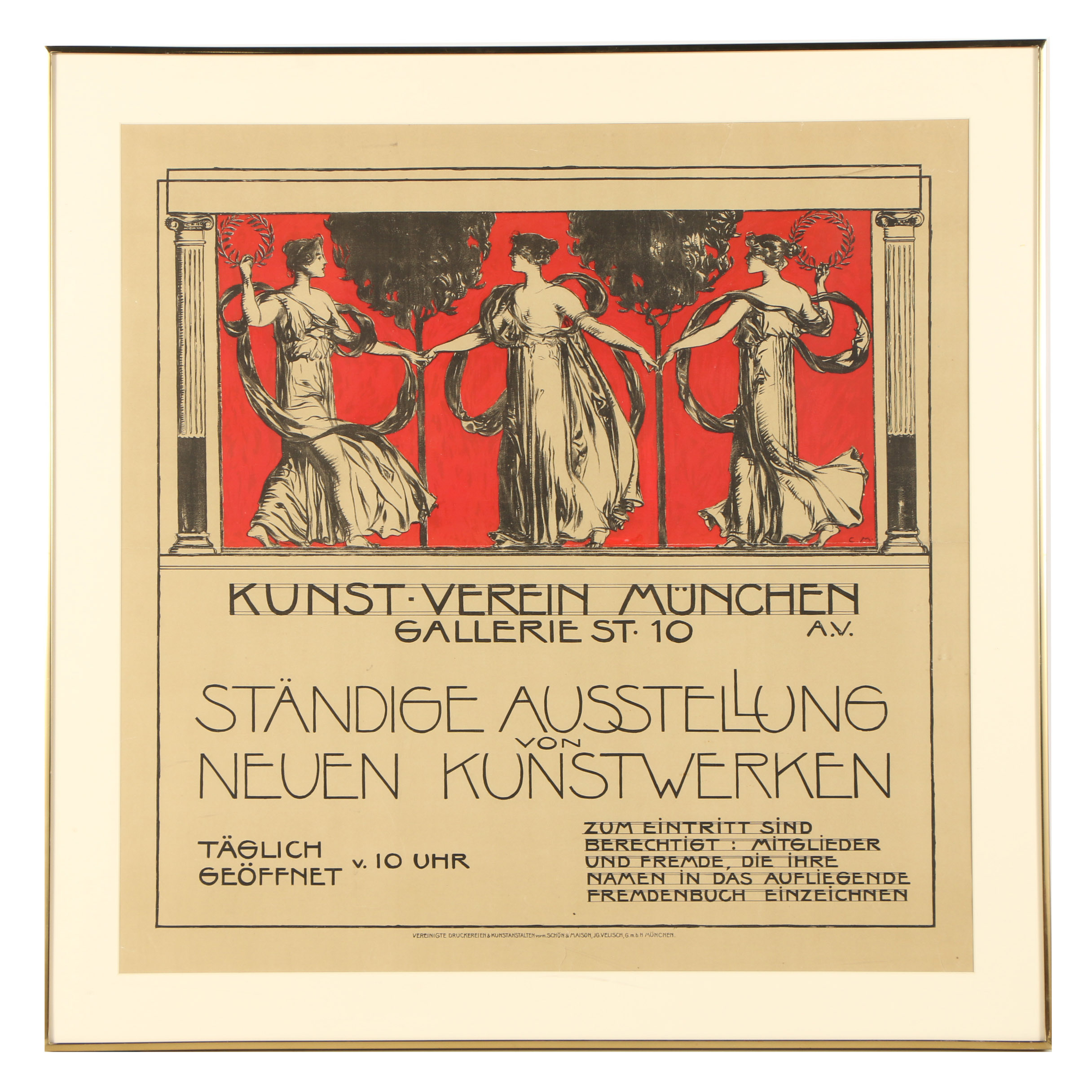 Lithograph German Exhibition Poster "Kunst-Verein Munchen"