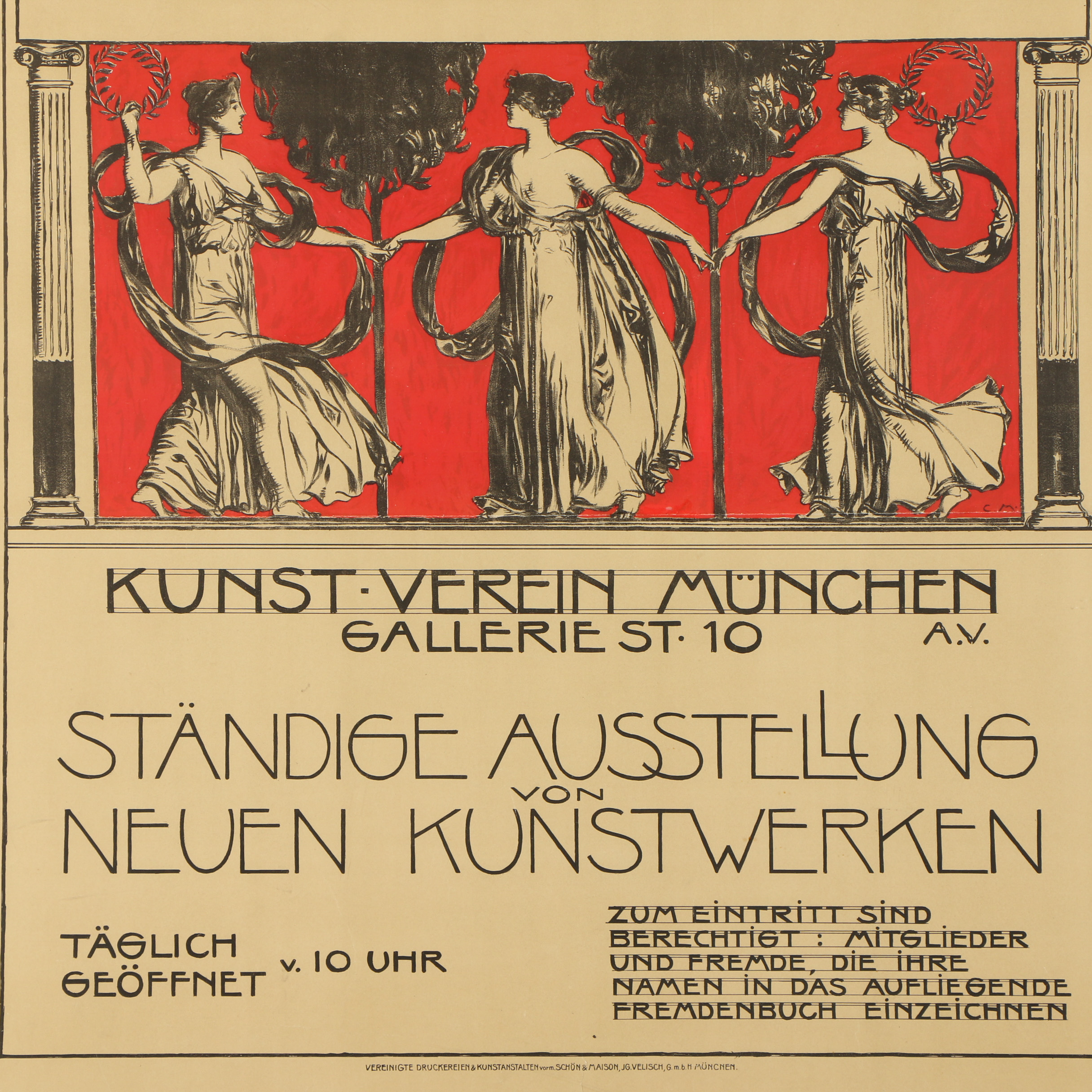 Lithograph German Exhibition Poster "Kunst-Verein Munchen"