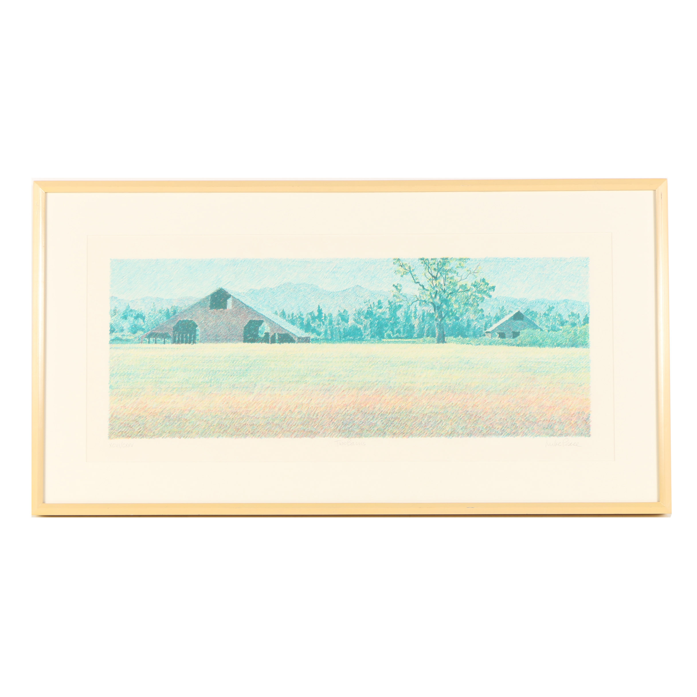 Mike Pease Limited Edition Lithograph "Two Barns"