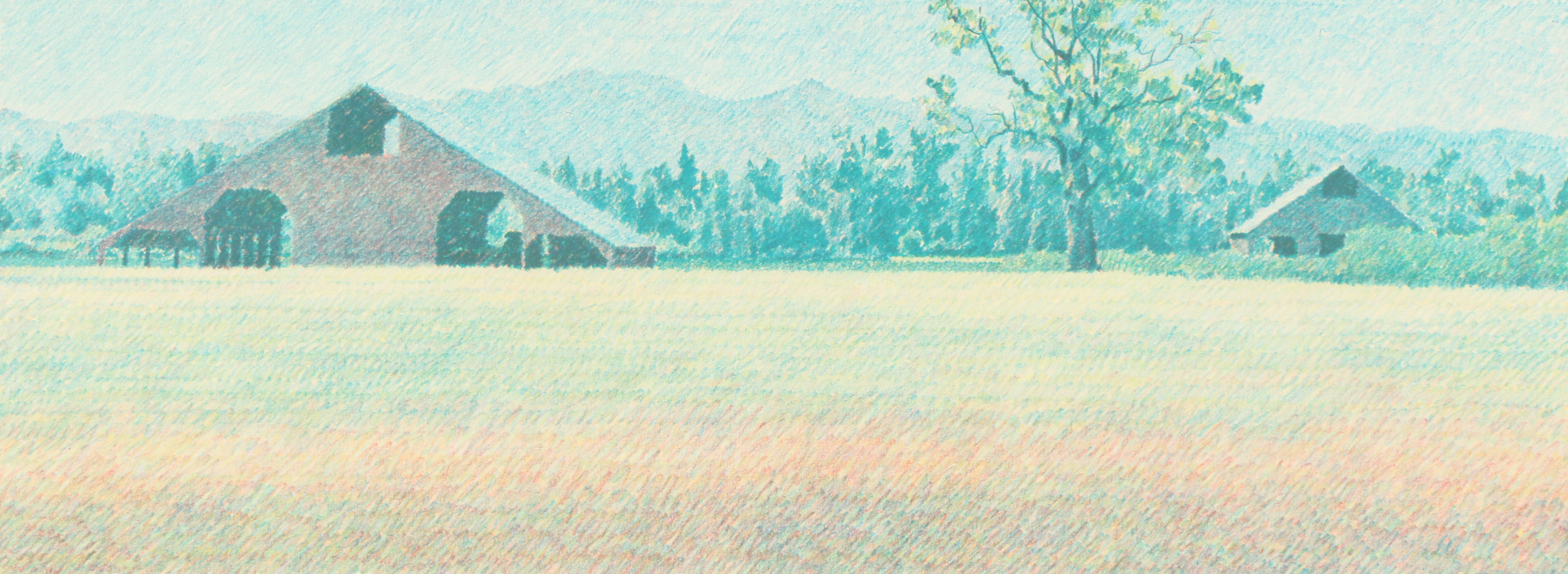 Mike Pease Limited Edition Lithograph "Two Barns"