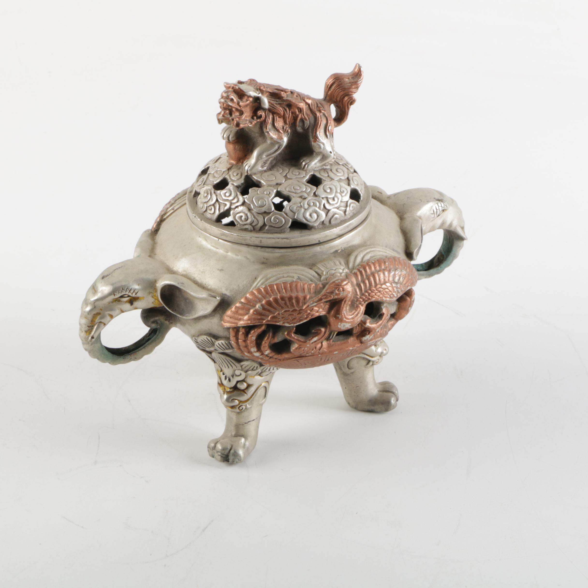 Chinese Silver Plate and Copper Censer