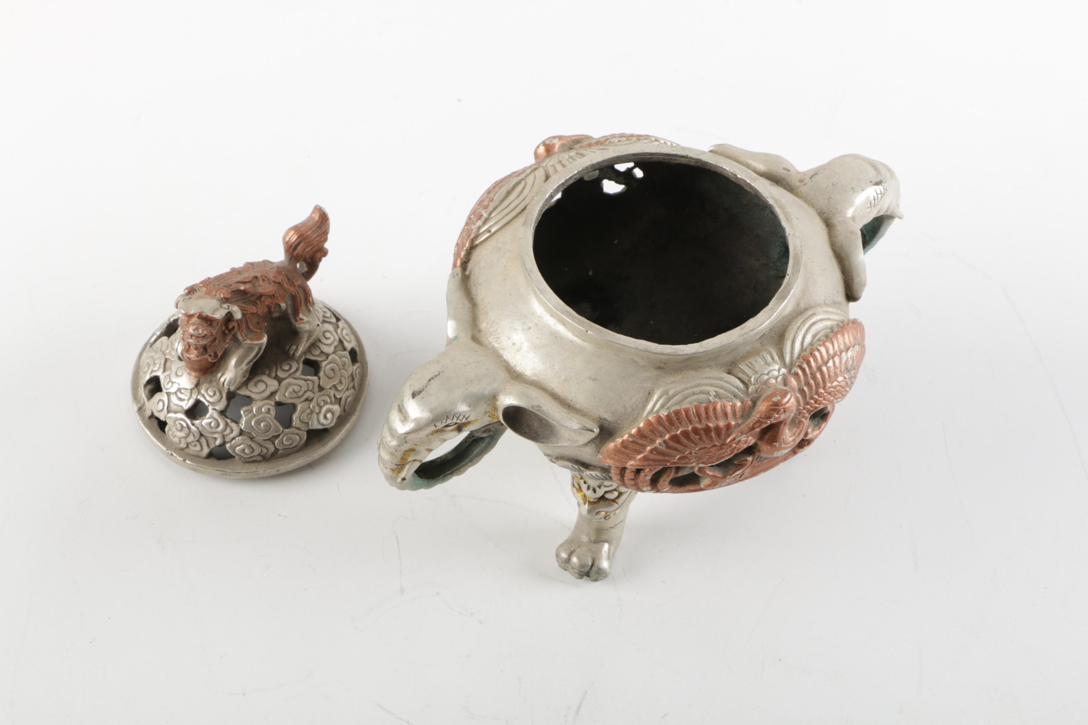 Chinese Silver Plate and Copper Censer
