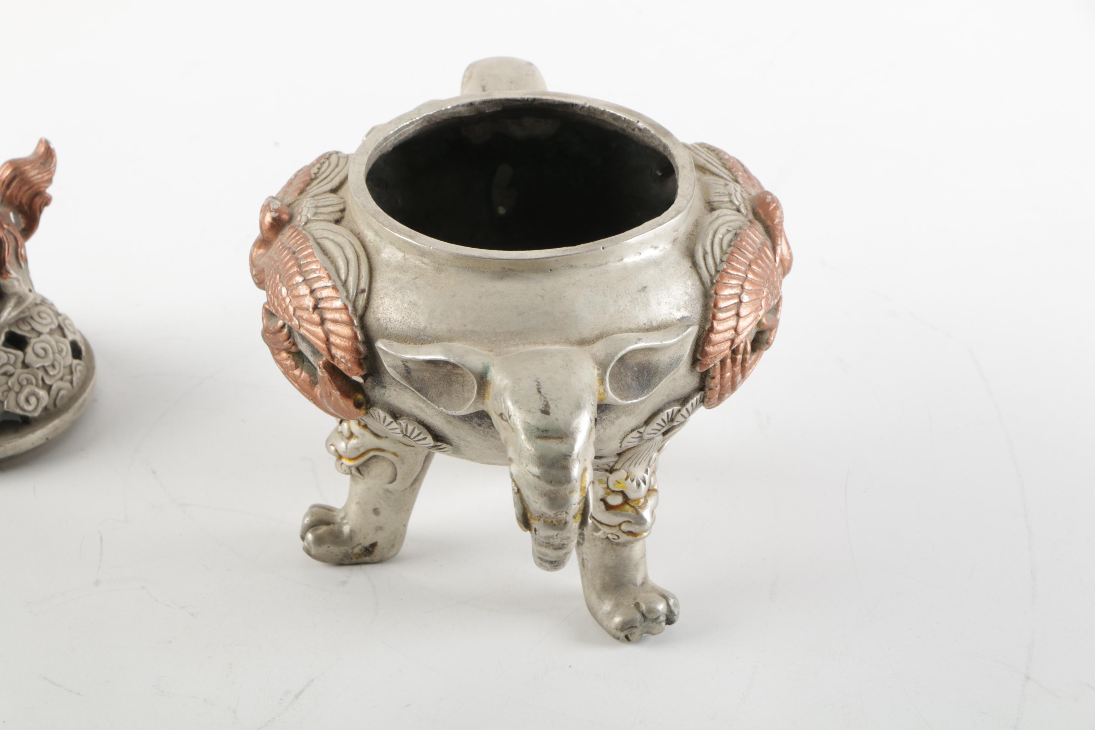 Chinese Silver Plate and Copper Censer