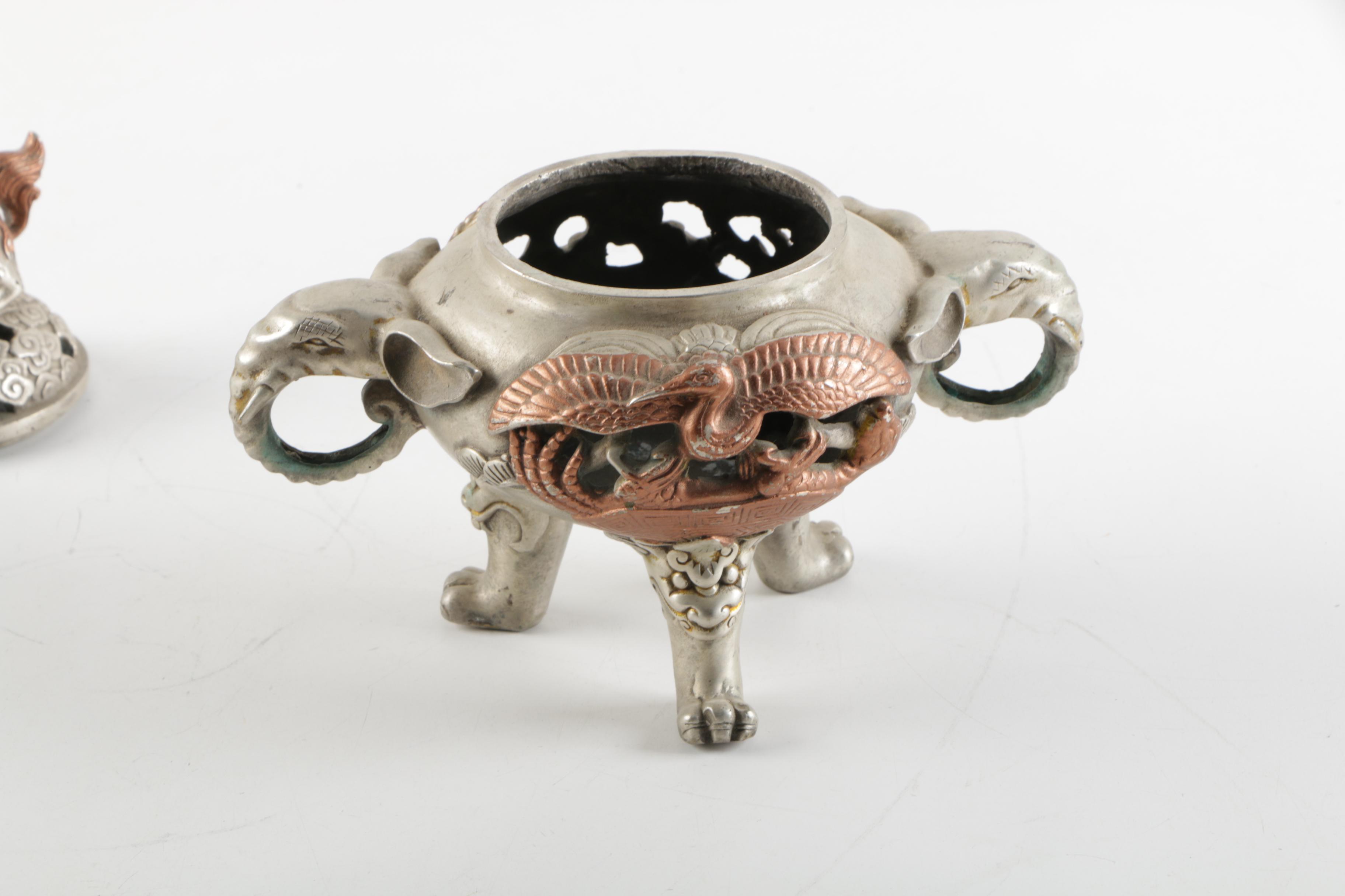 Chinese Silver Plate and Copper Censer