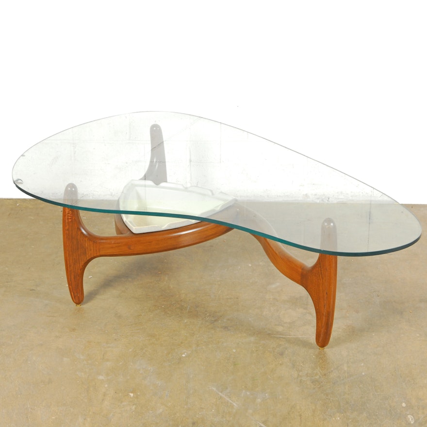 Adrian Pearsall Mid Century Modern Coffee Table with "Tonk" Ceramic Insert