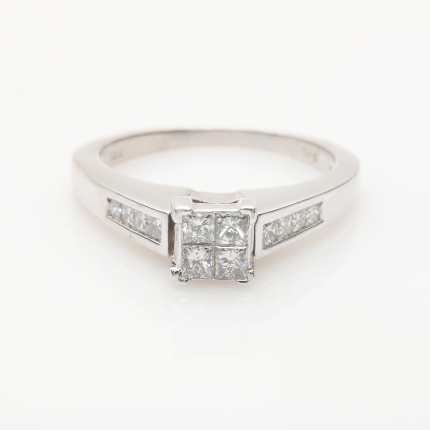 14K White Gold Diamond Ring