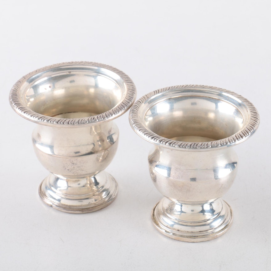 Weighted Sterling Silver Toothpick Holders with Gadrooned Rims