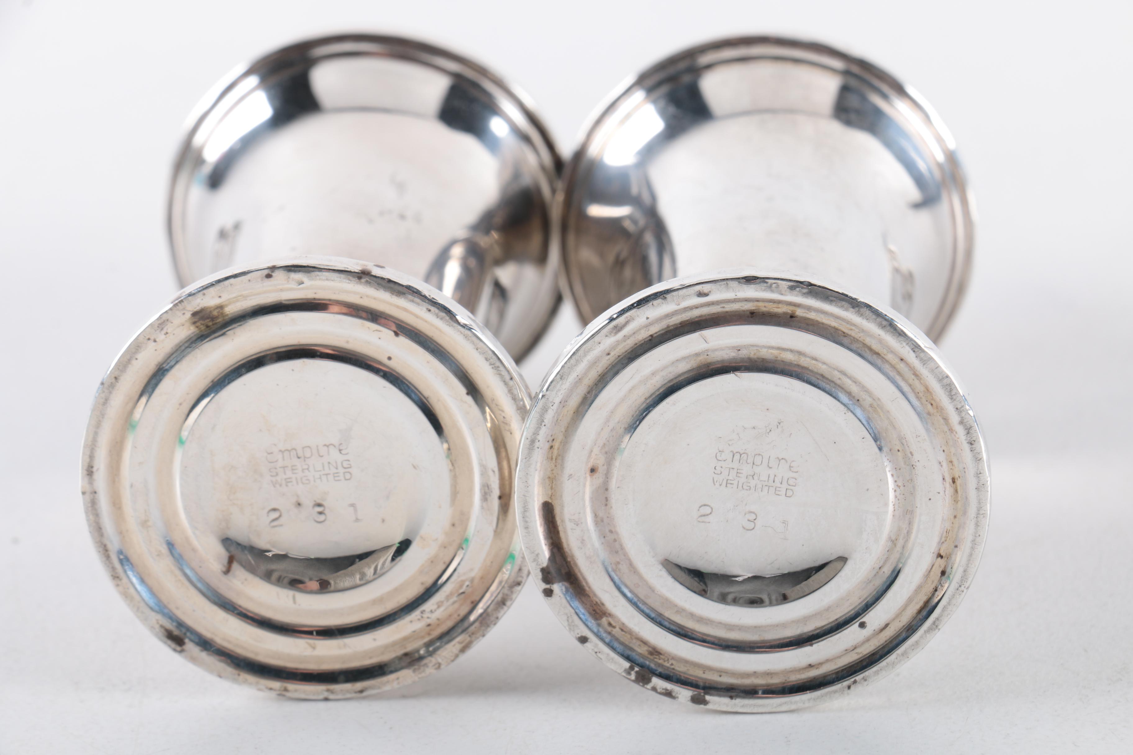Vintage Empire Weighted Sterling Silver Salt and Pepper Shakers