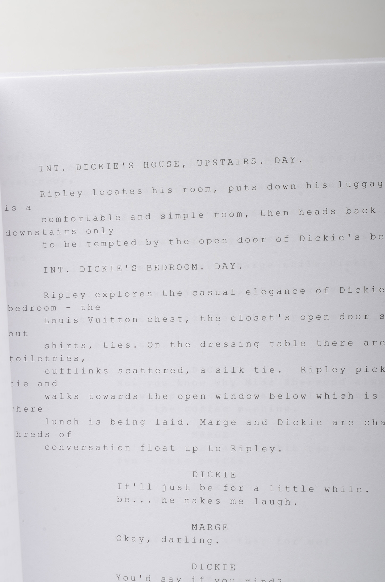 Matt Damon Signed "The Talented Mr. Ripley" Script  COA