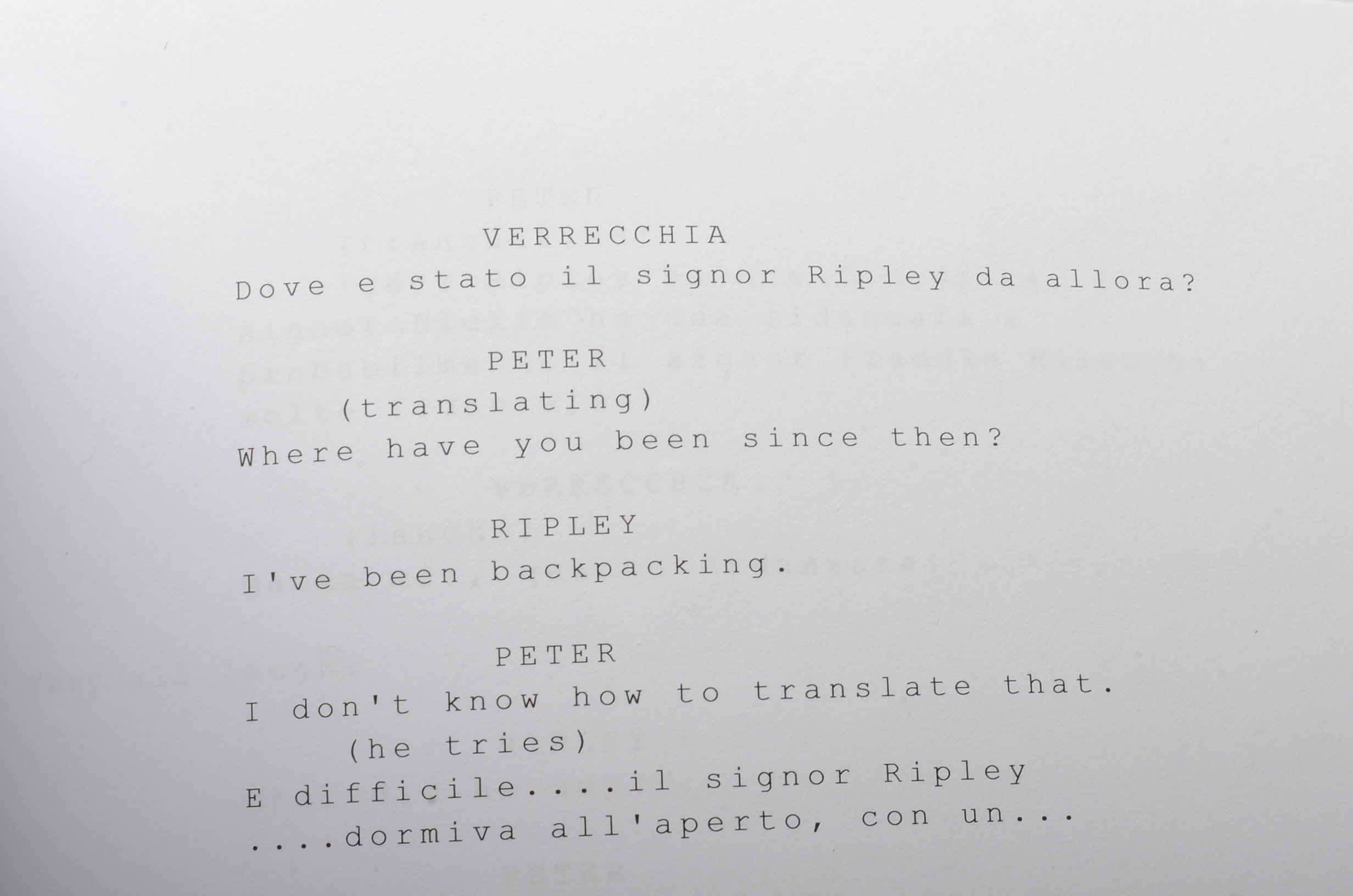 Matt Damon Signed "The Talented Mr. Ripley" Script  COA