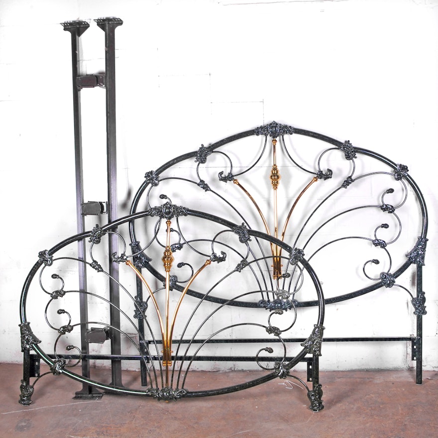 Victorian Style Cast Metal Queen-Size Bed Frame