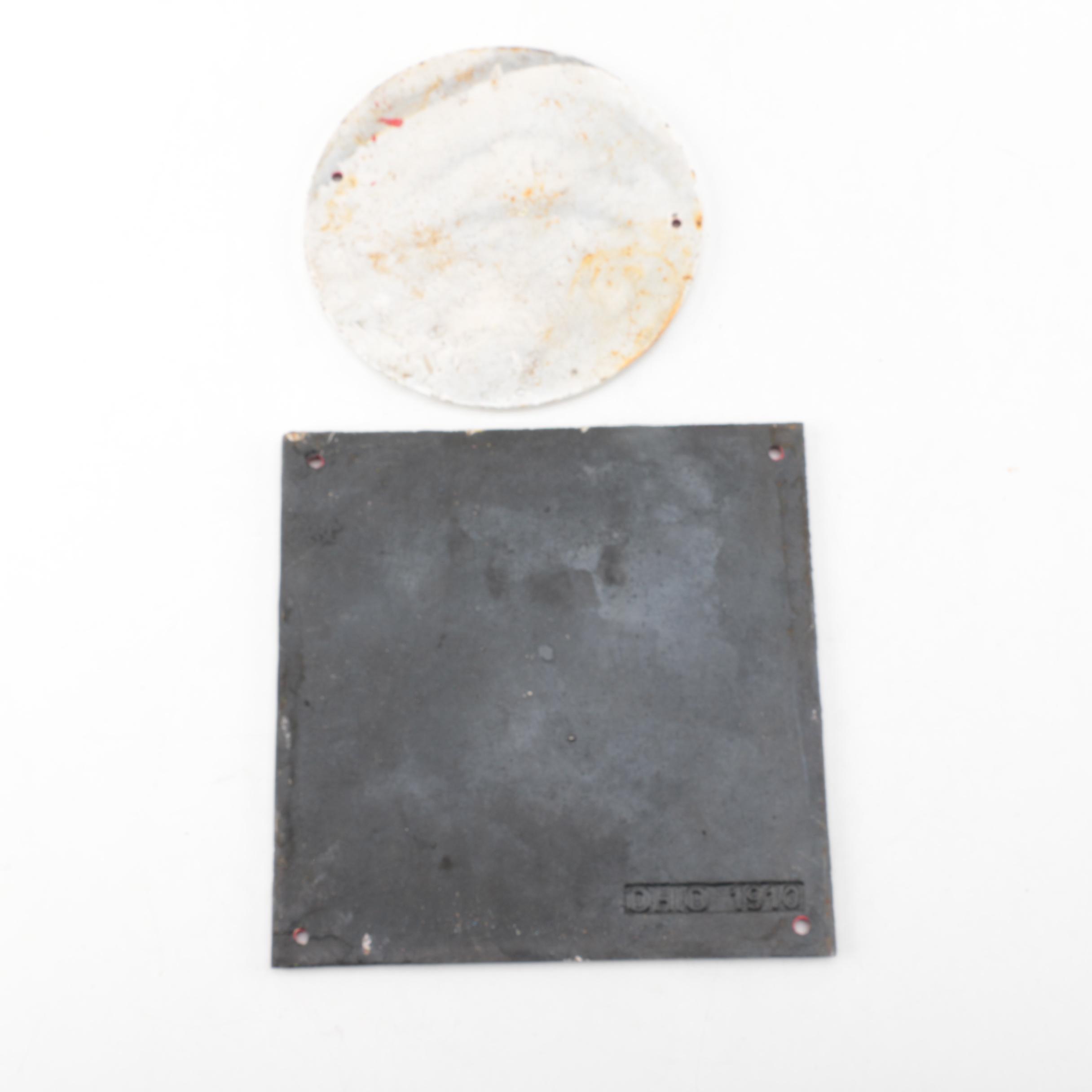 Champion Spark Plugs and Texaco Motor Oil Cast Iron Signs