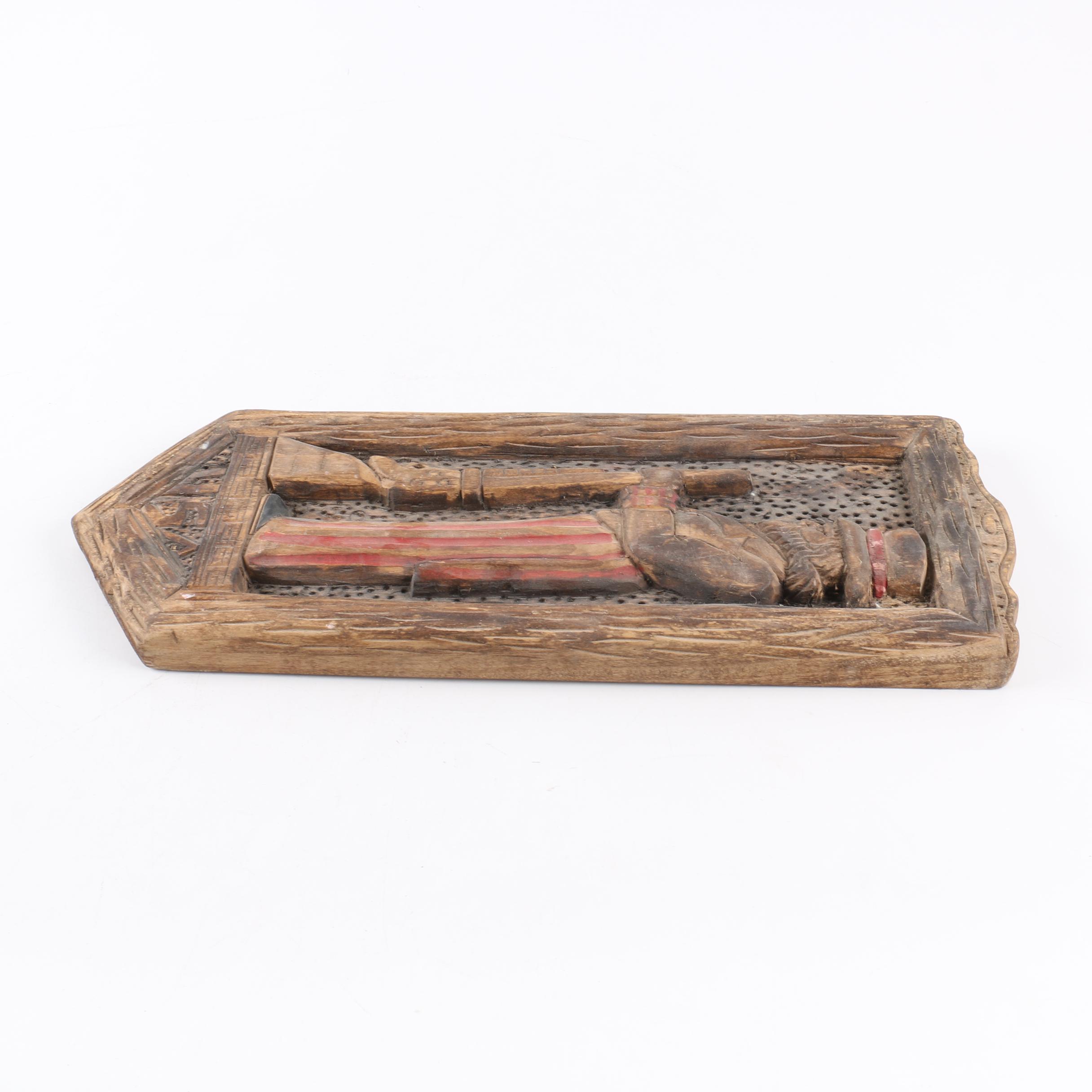 Hand Carved Americana Wood Wall Hanging