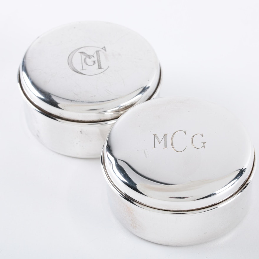 Tiffany & Co. Sterling Silver Monogramed Vanity Boxes