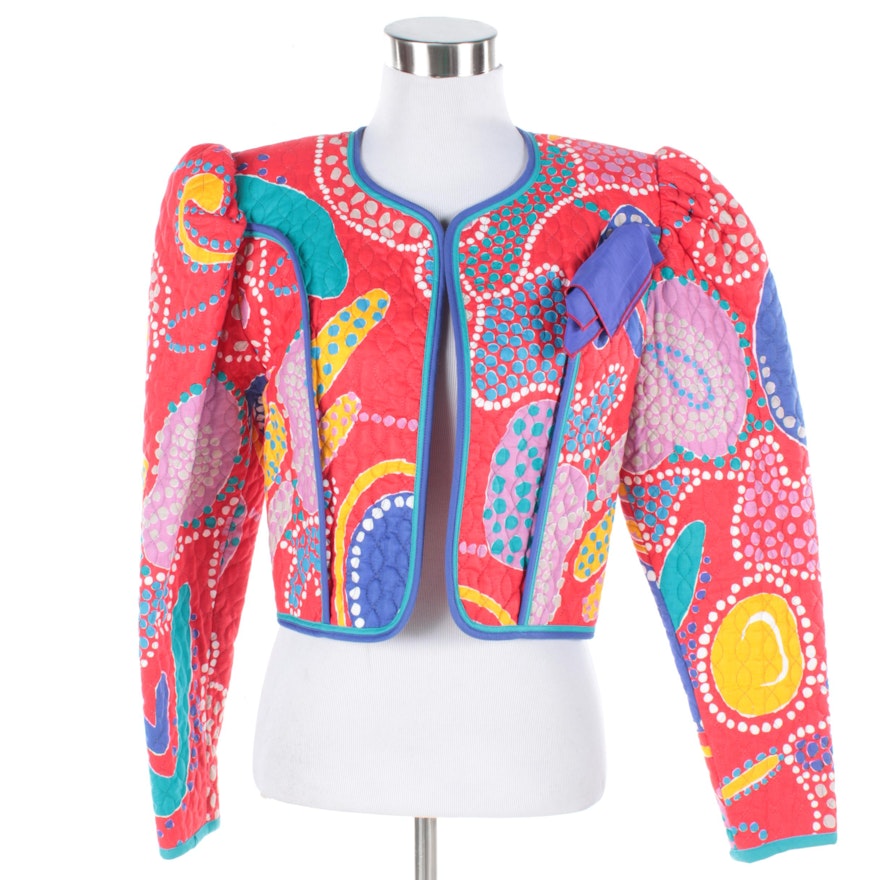 Jeanne Marc Multicolored Print Quilted Jacket