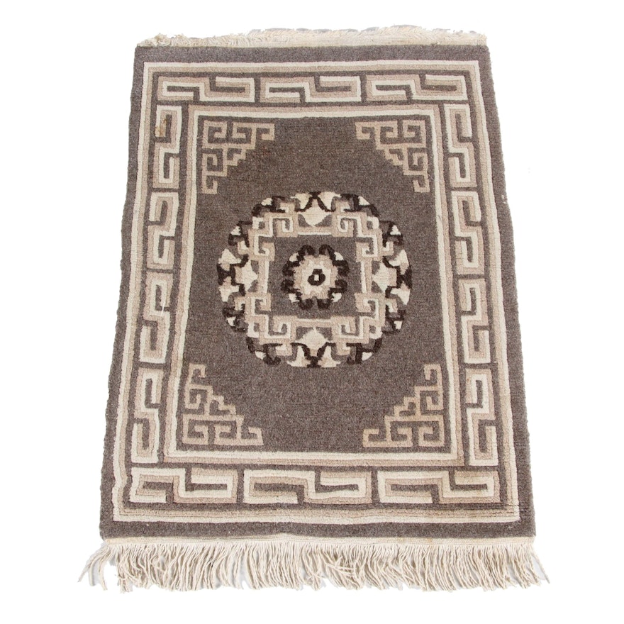 Hand-Knotted Nepalese Carved Wool Accent Rug