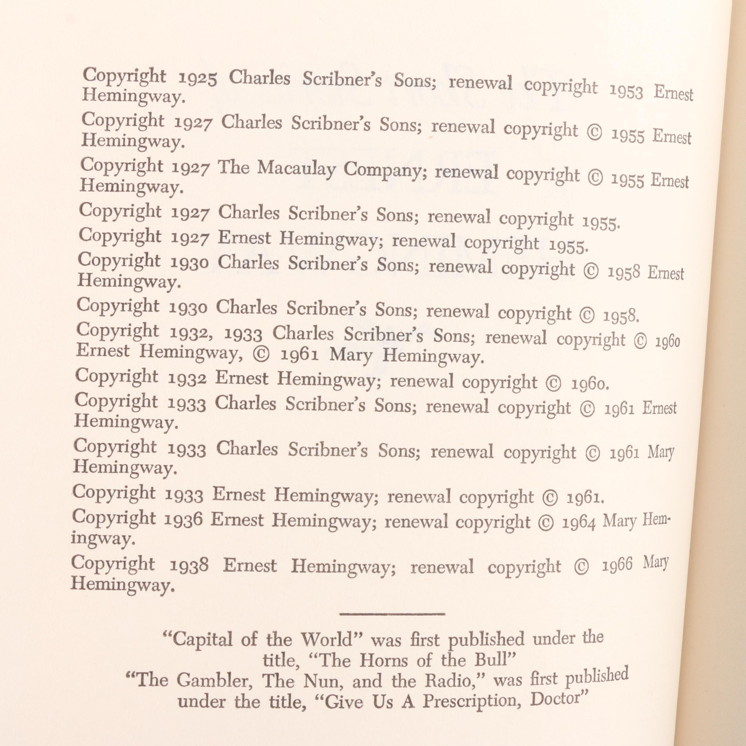 Ernest Hemingway Books