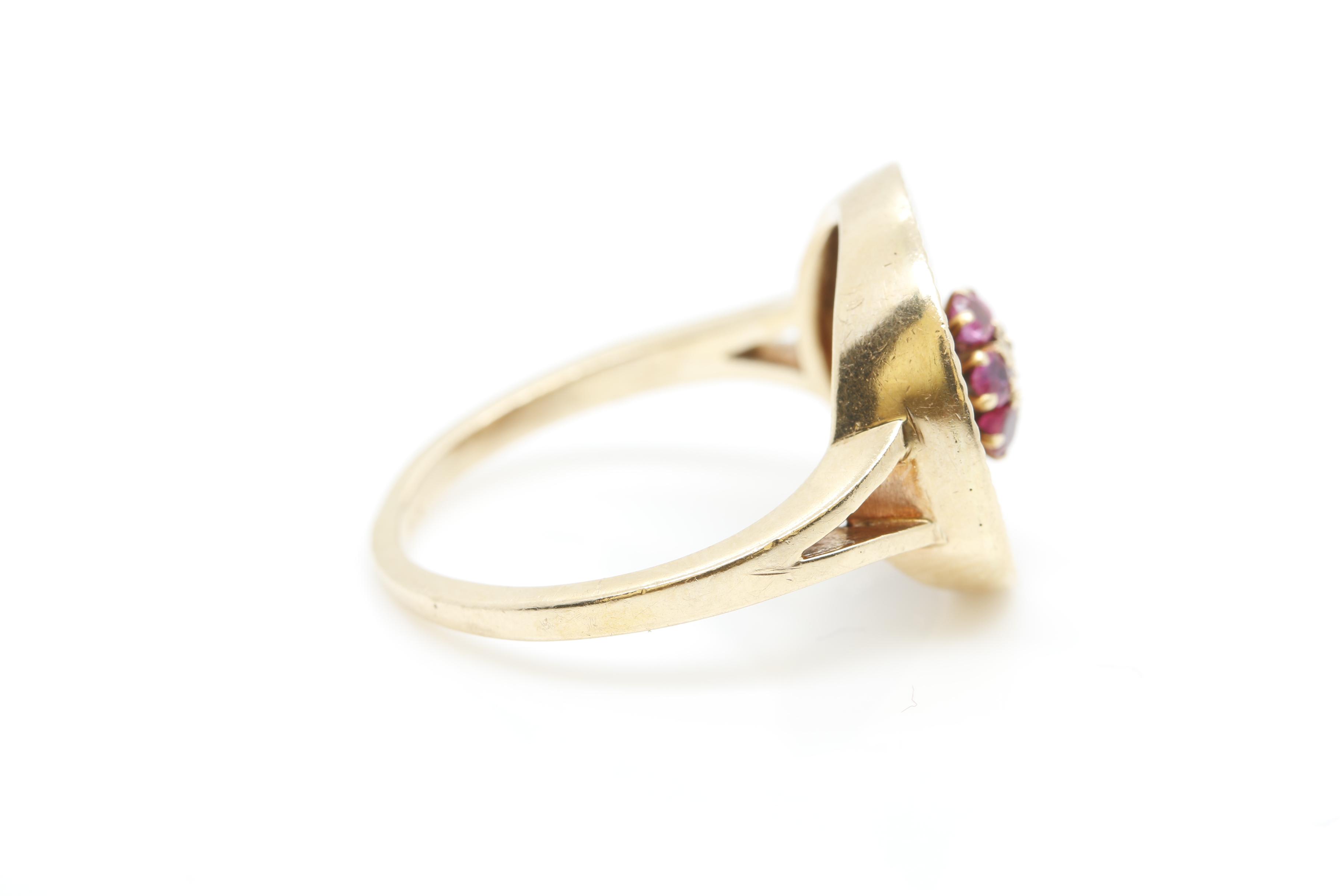 14K Yellow Gold Diamond and Ruby Ring