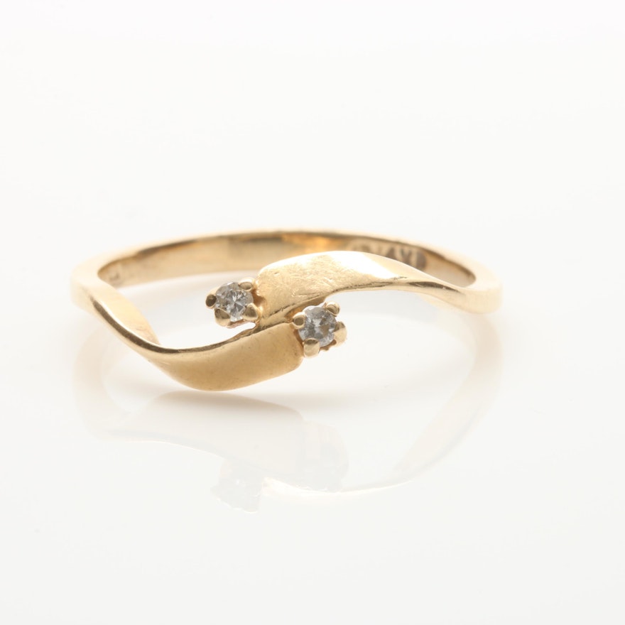 14K Yellow Gold Diamond Bypass Ring