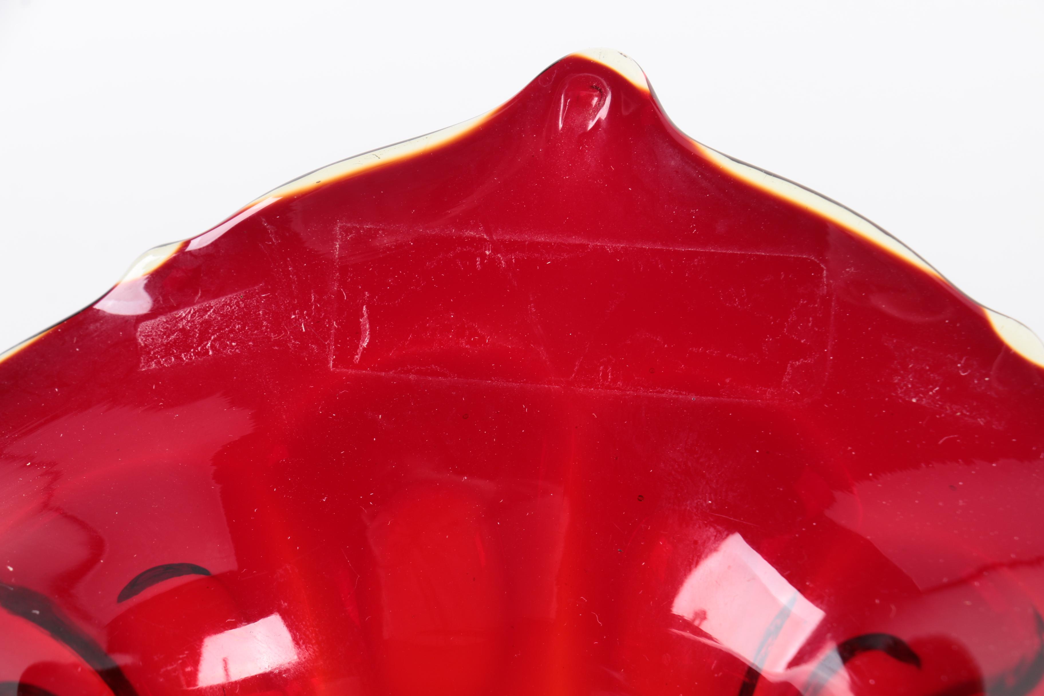 Vintage Fenton "Thumbprint Ruby" Jack In the Pulpit Vase