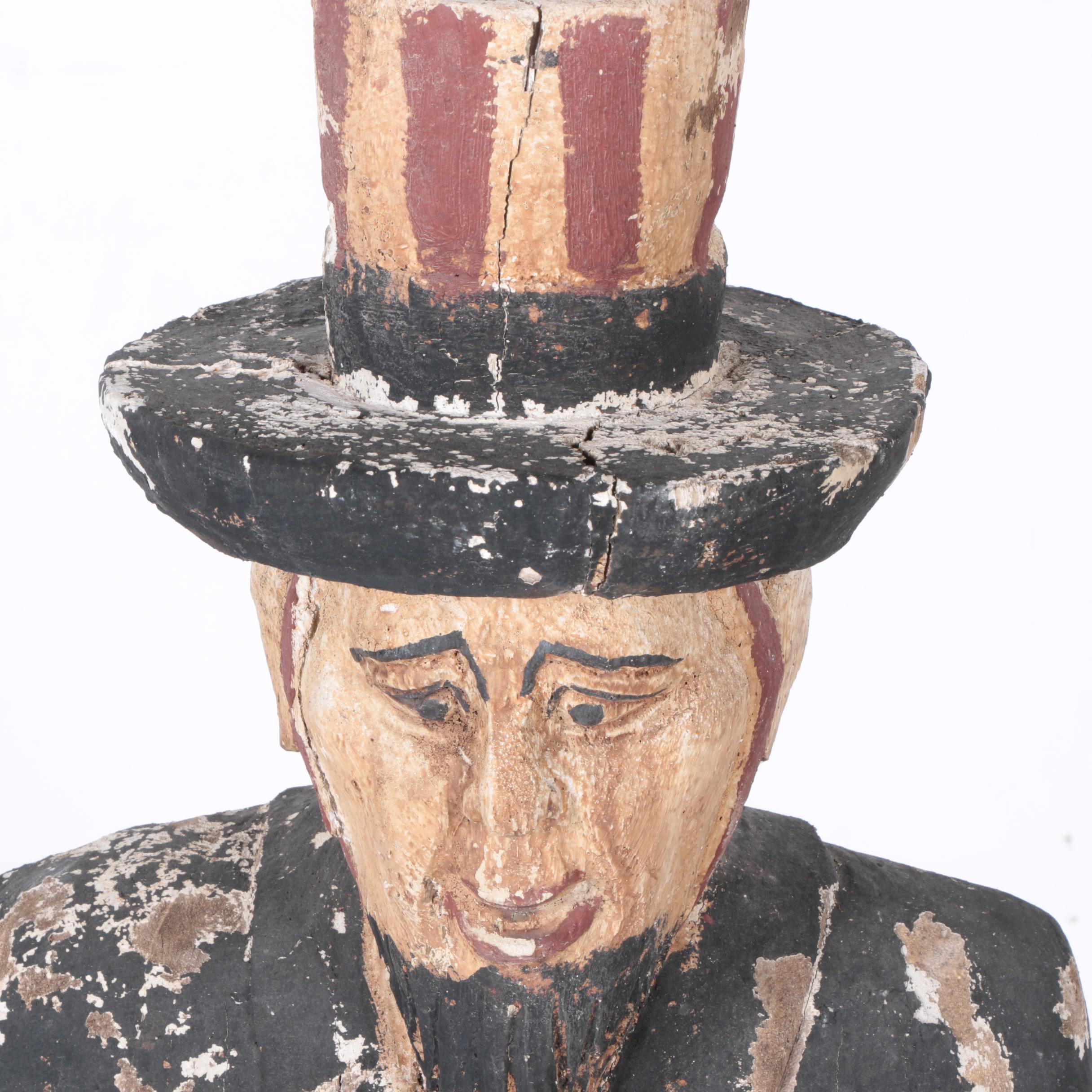 Hand-Carved Uncle Sam Garden Folk Art Statue