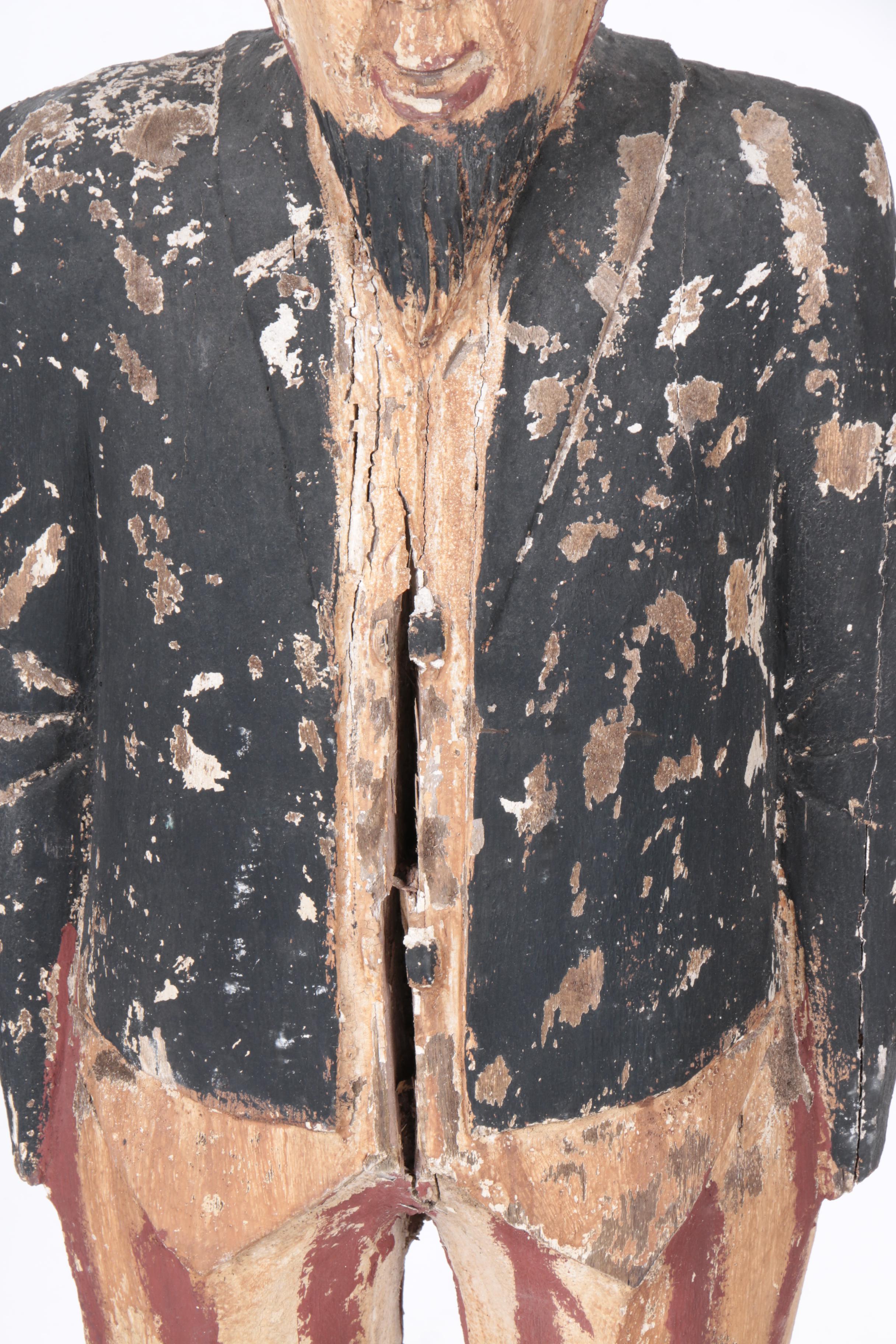 Hand-Carved Uncle Sam Garden Folk Art Statue