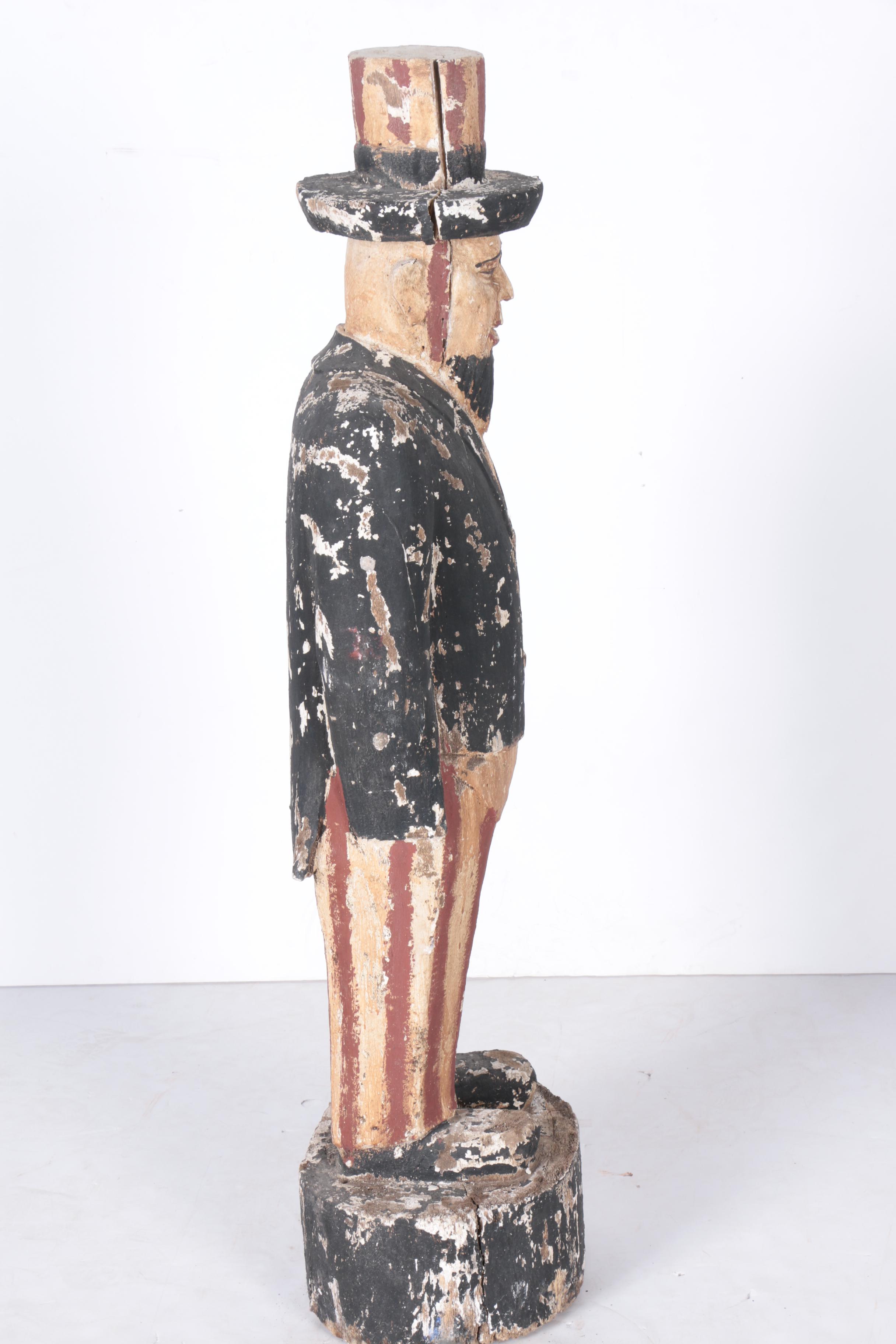 Hand-Carved Uncle Sam Garden Folk Art Statue