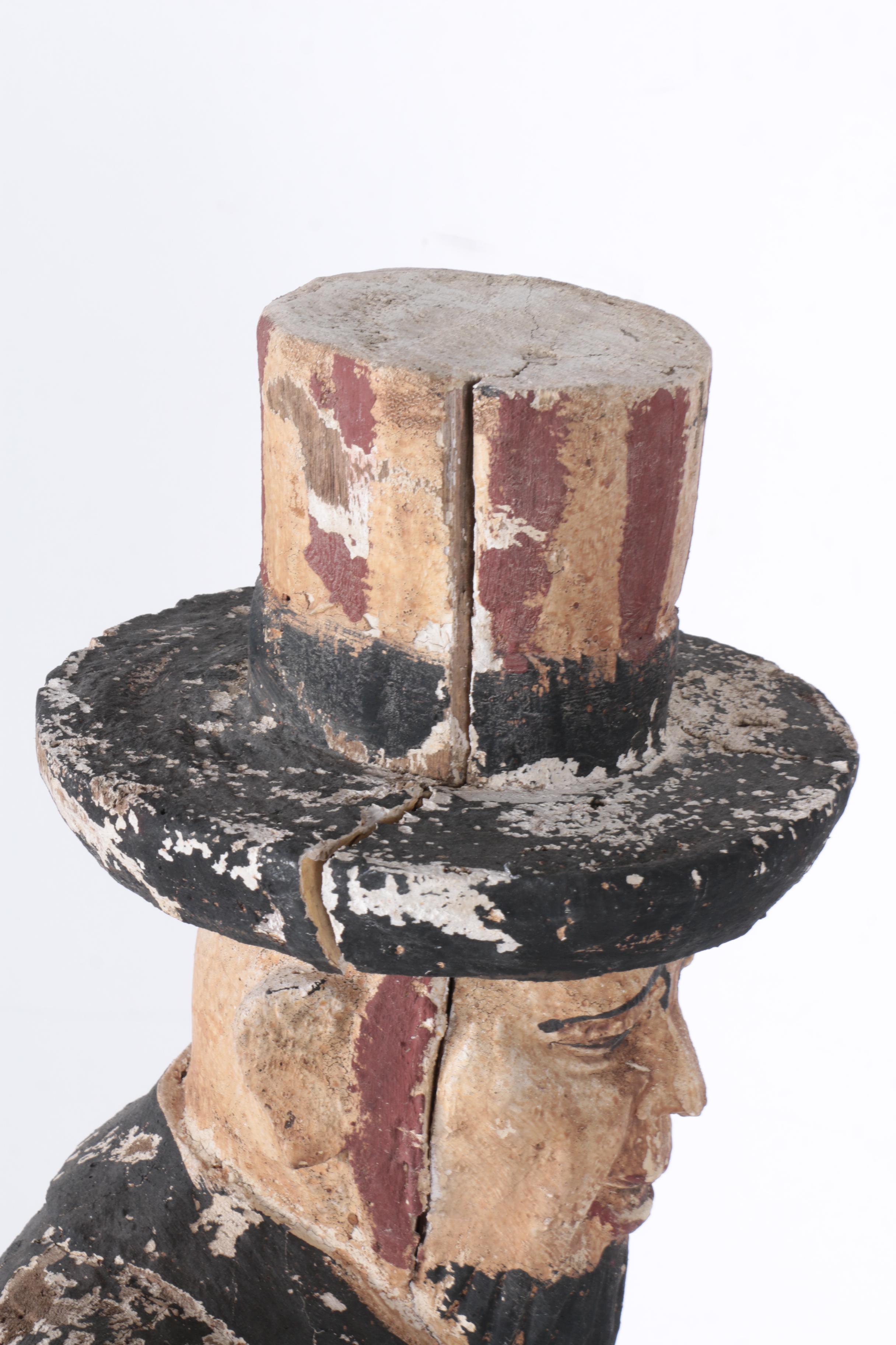 Hand-Carved Uncle Sam Garden Folk Art Statue