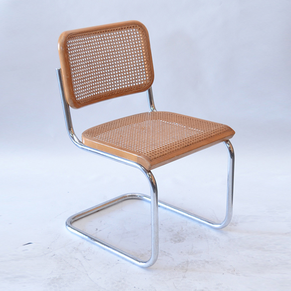 Four "Cesca" Style Cane Woven Armless Chairs