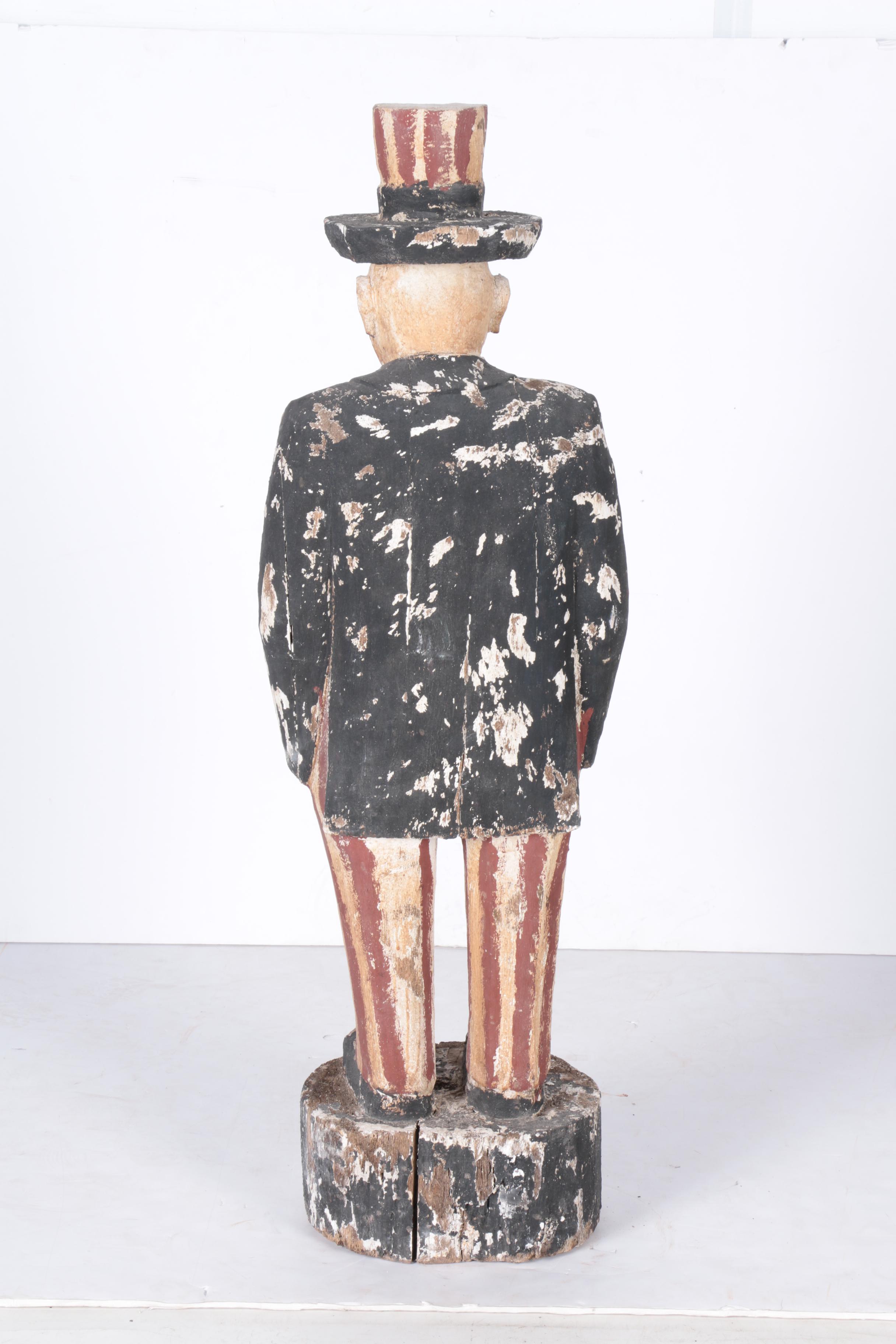 Hand-Carved Uncle Sam Garden Folk Art Statue