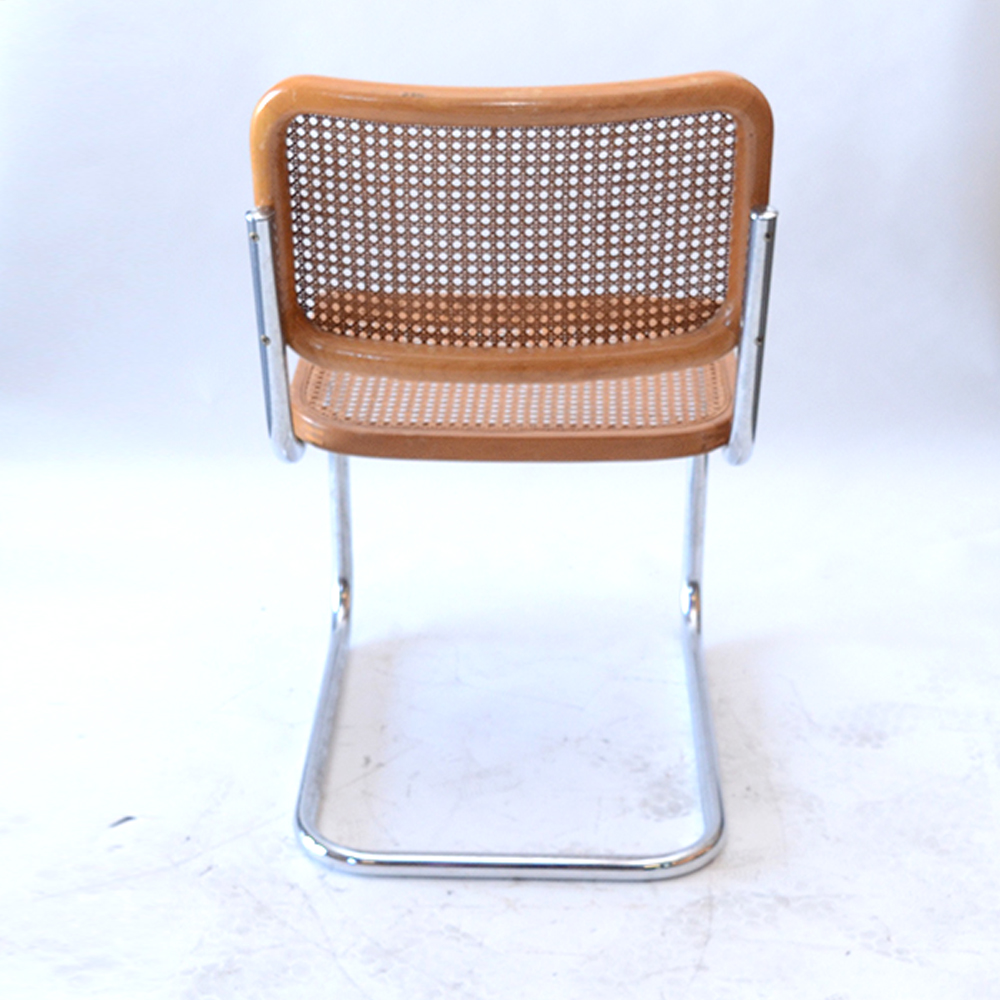 Four "Cesca" Style Cane Woven Armless Chairs