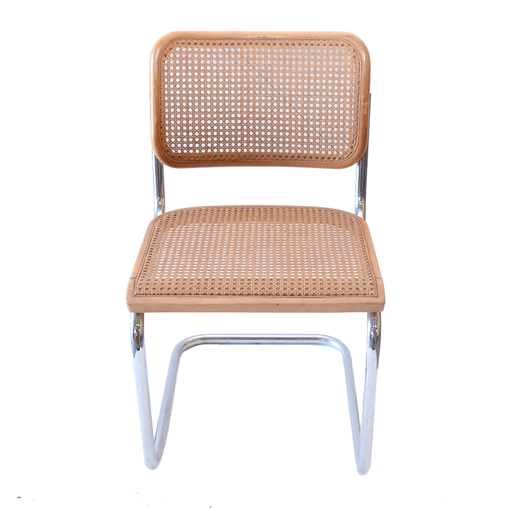 Four "Cesca" Style Cane Woven Armless Chairs