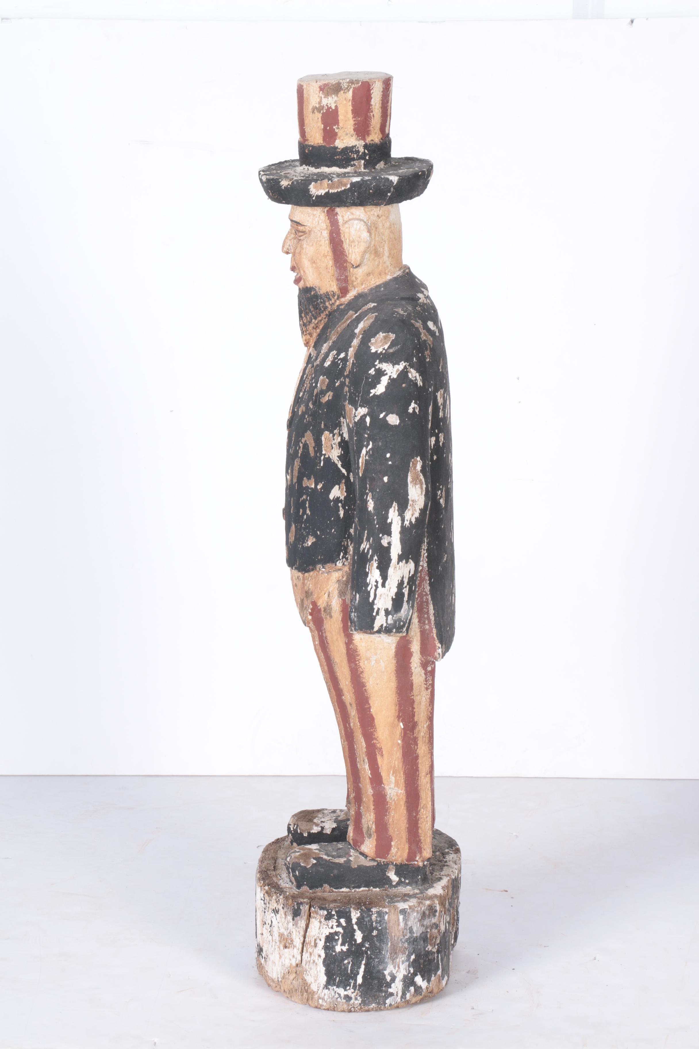 Hand-Carved Uncle Sam Garden Folk Art Statue