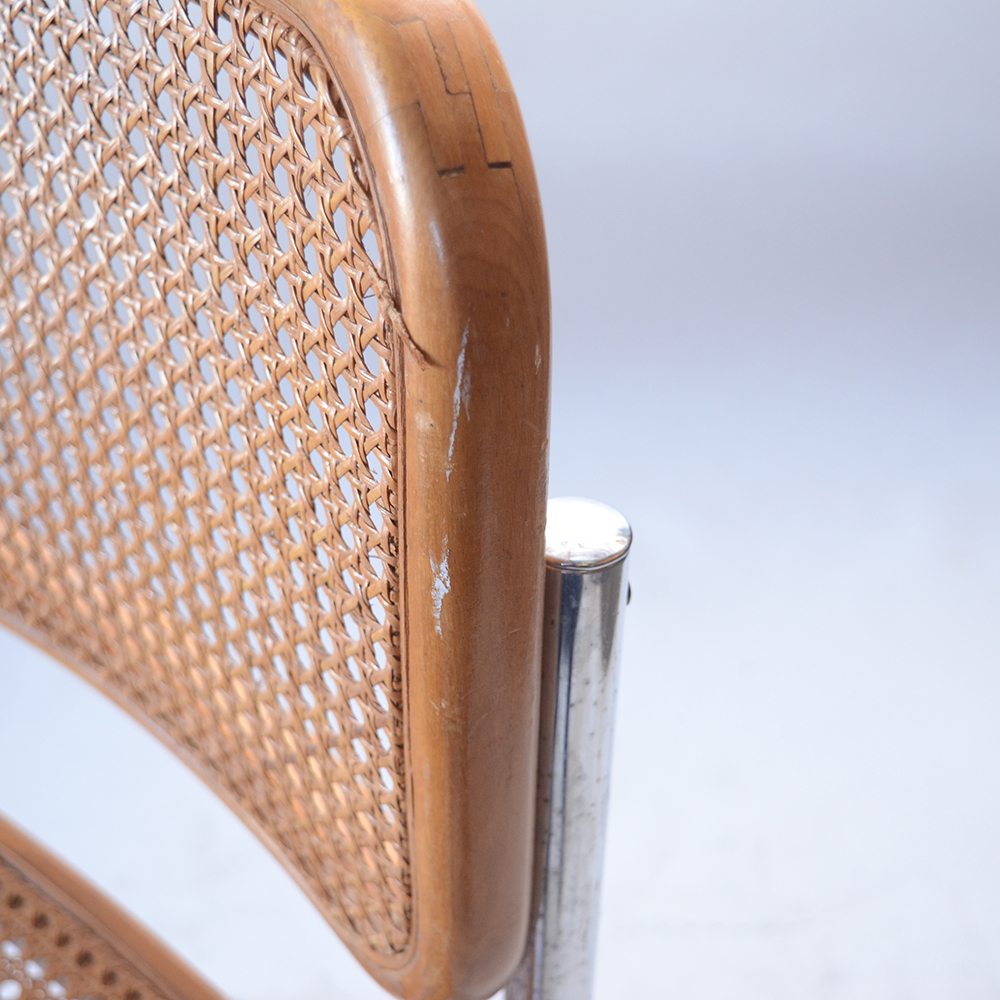 Four "Cesca" Style Cane Woven Armless Chairs