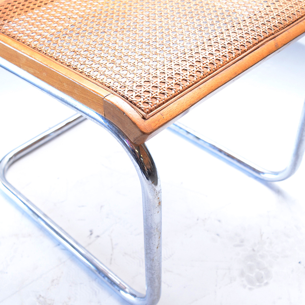 Four "Cesca" Style Cane Woven Armless Chairs