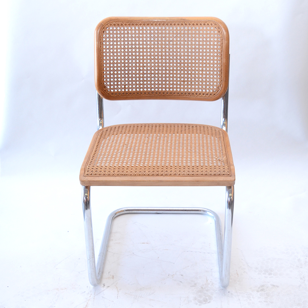 Four "Cesca" Style Cane Woven Armless Chairs