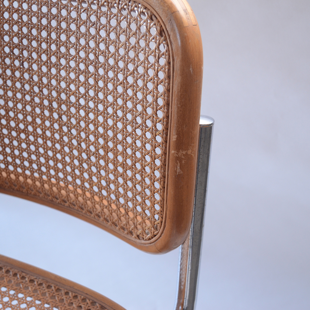 Four "Cesca" Style Cane Woven Armless Chairs