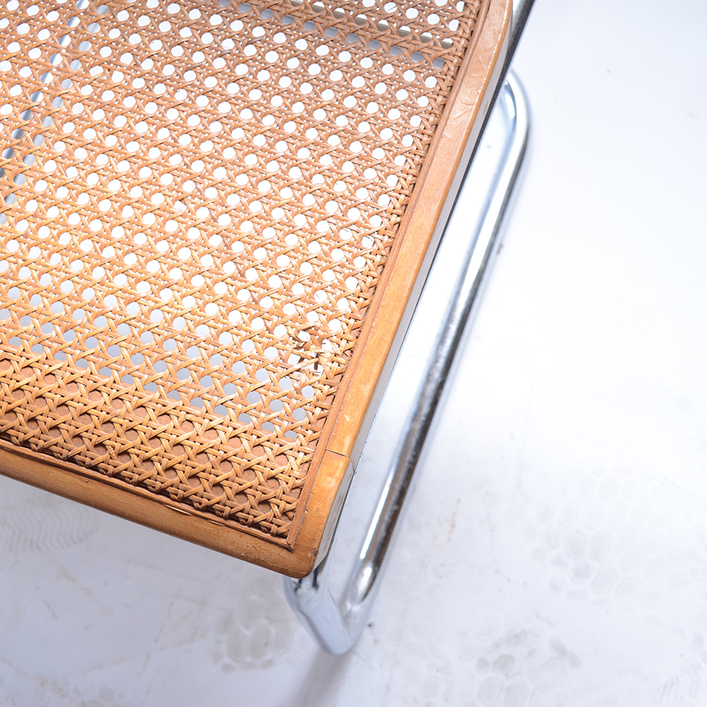 Four "Cesca" Style Cane Woven Armless Chairs