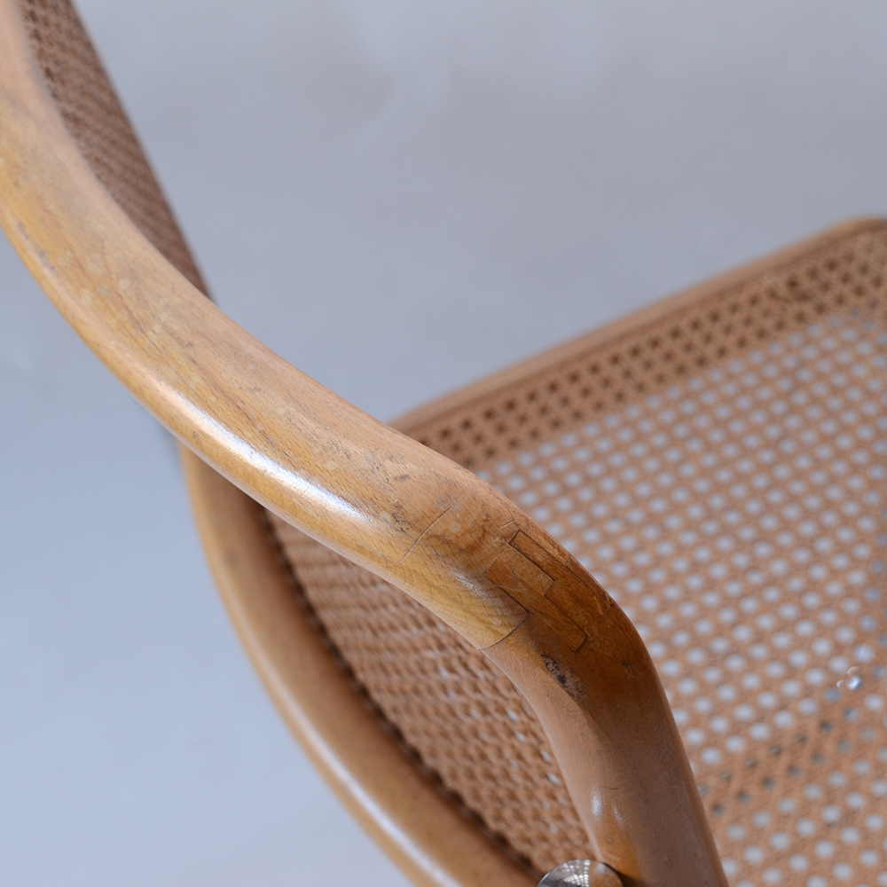 Four "Cesca" Style Cane Woven Armless Chairs