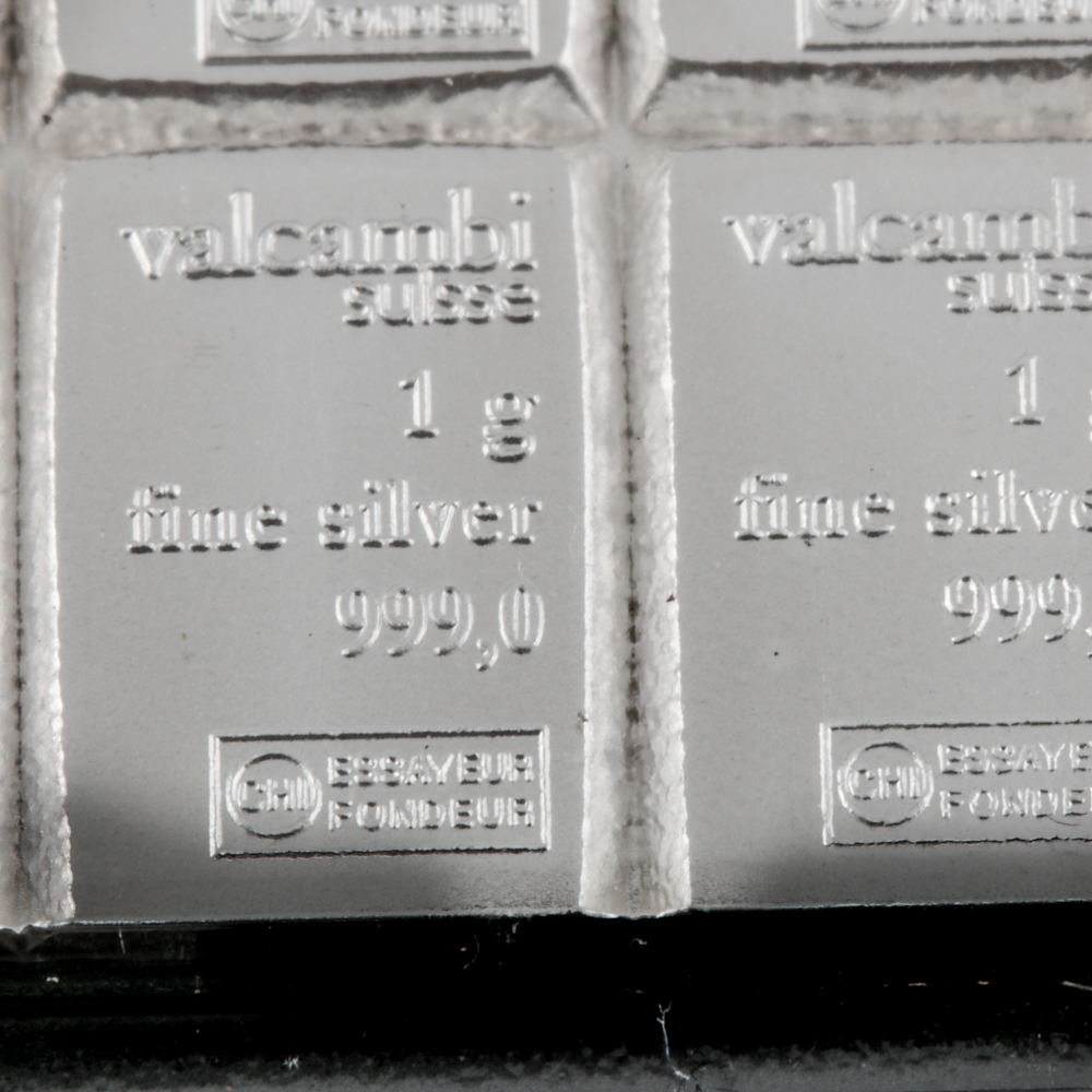 Valcambi Suisse 100 1-Gram 999 Silver Bars Ingots