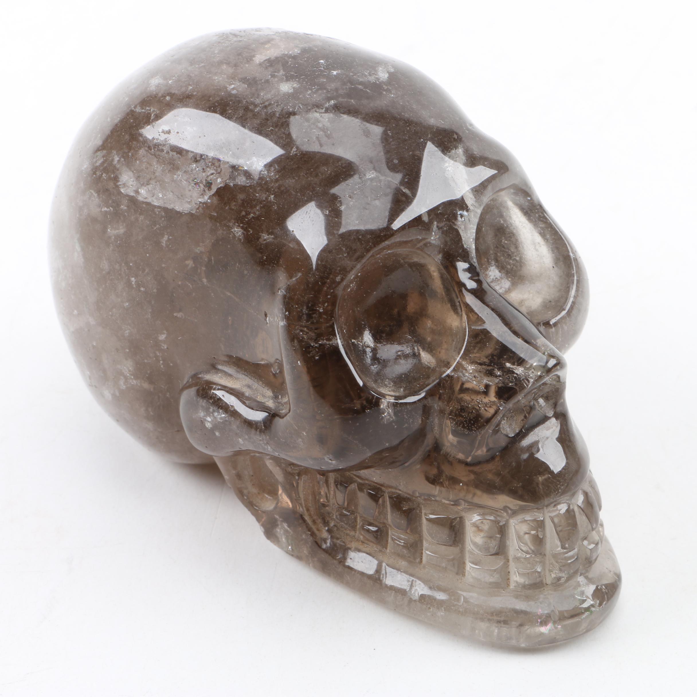 Carved Smoky Quartz Skull