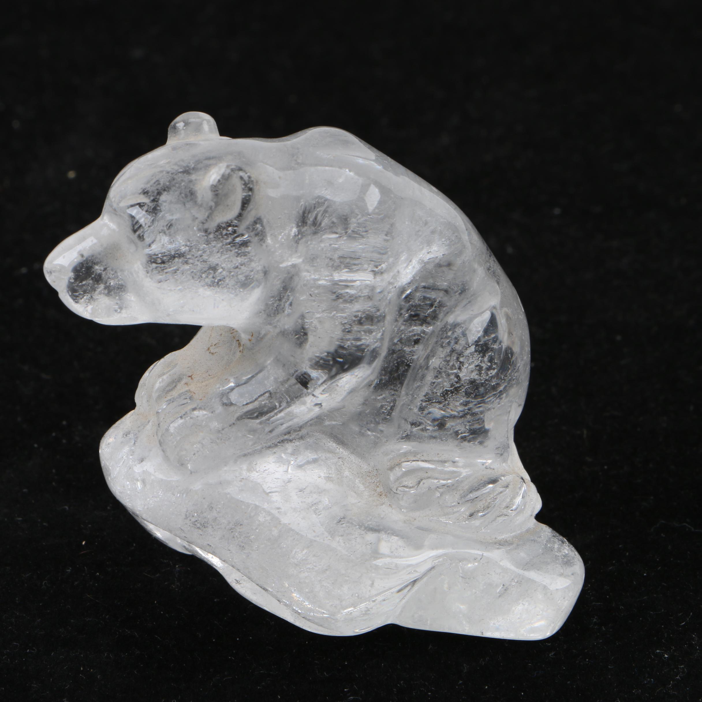 Carved Quartz Bear Figurine