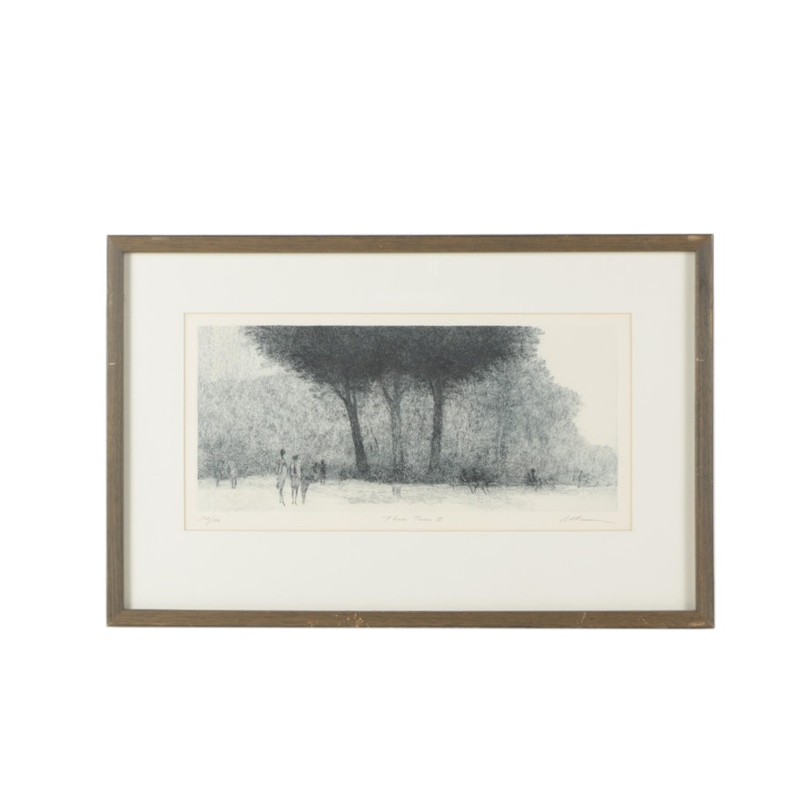 Harold Altman Etching "Three Trees II"