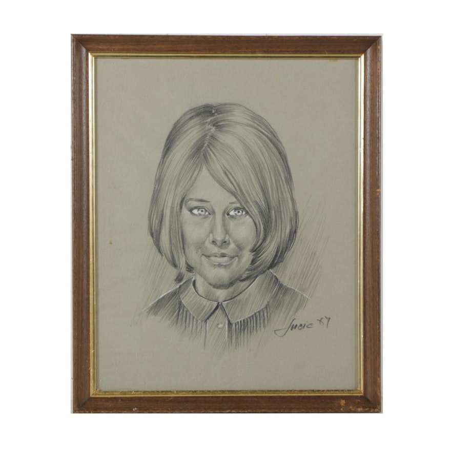 1987 Lucie Charcoal Drawing