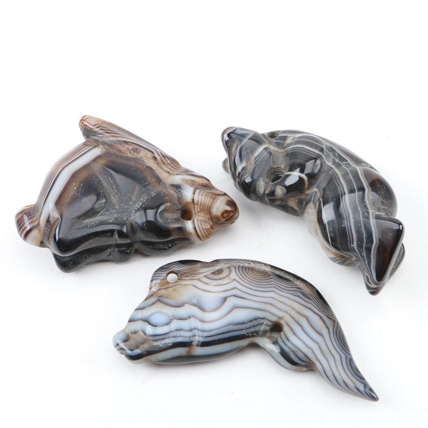 Carved Banded Agate Figurines