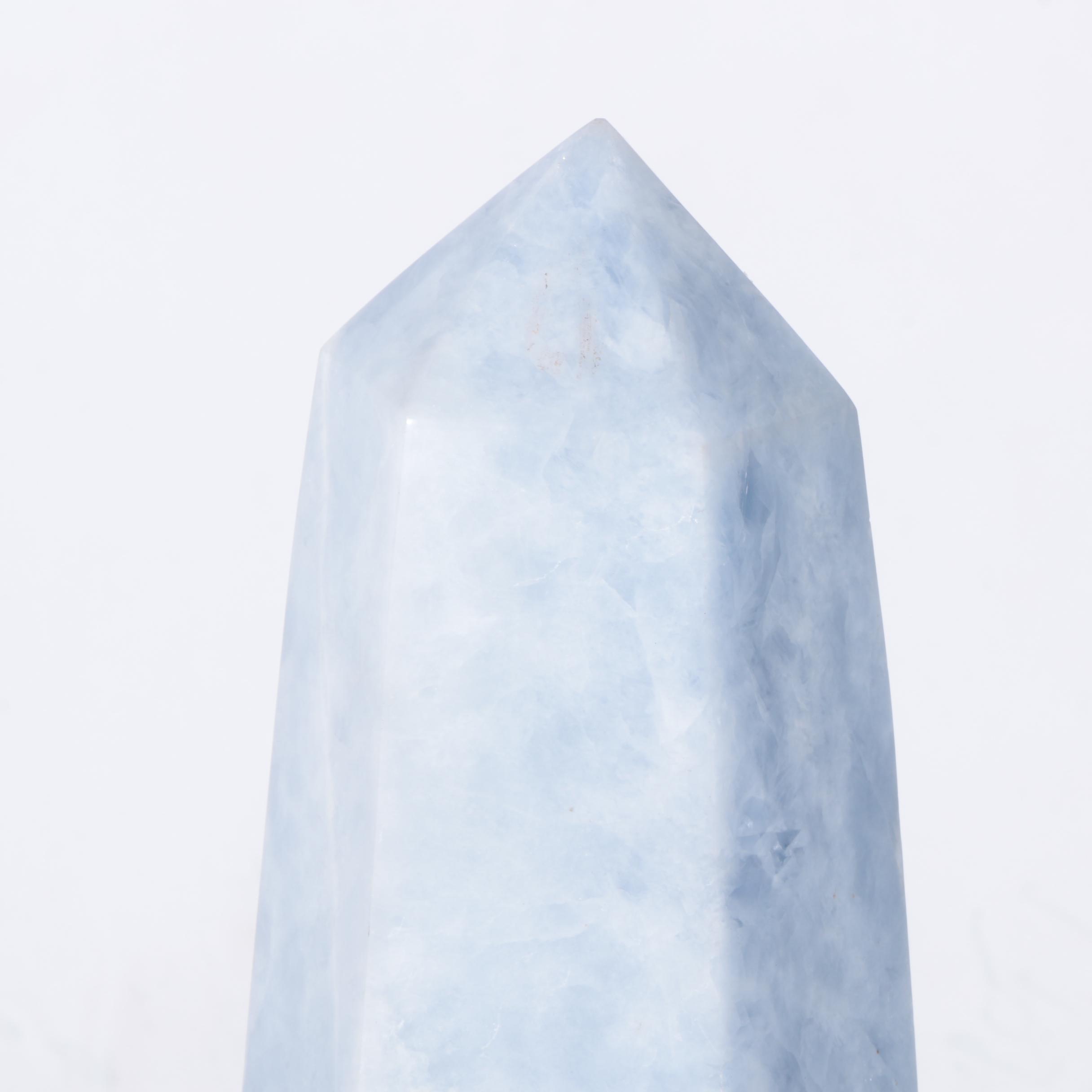 Carved Blue Chalcedony Obelisk