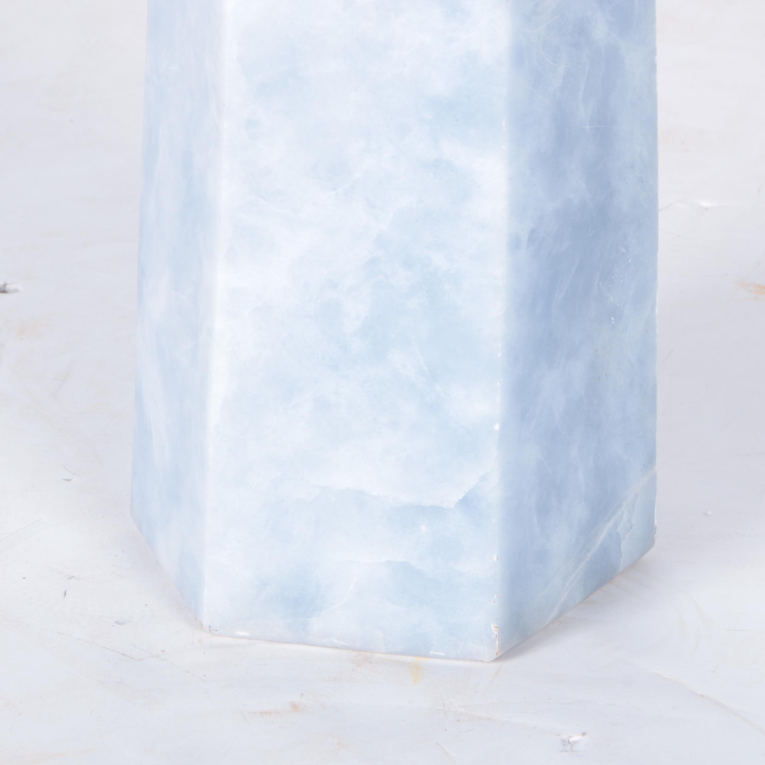 Carved Blue Chalcedony Obelisk